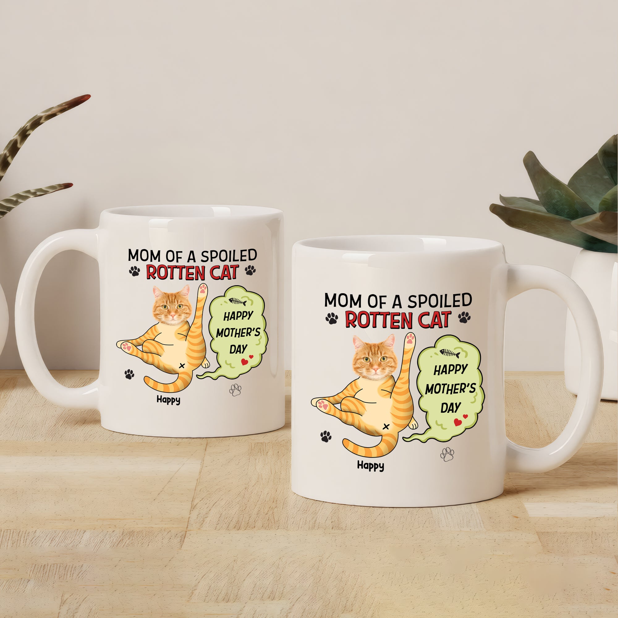 Custom 3D Effect Coffee Mug Gift for Cat Lovers – Funny Spoiled Cat Design – Personalized Cat Mom Mug