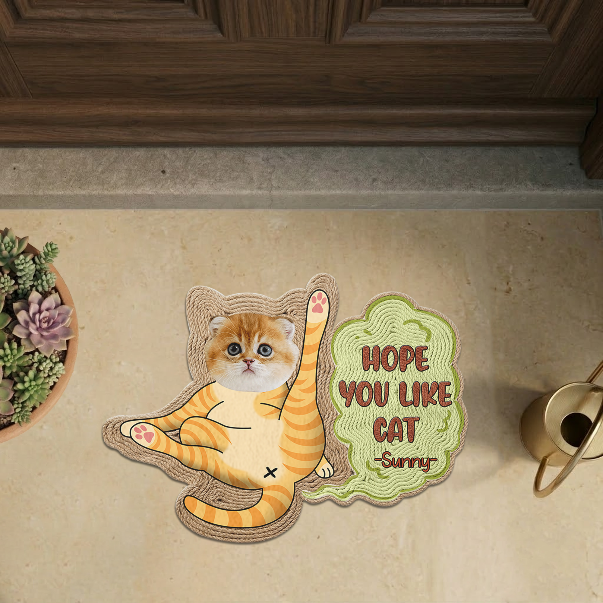 Gift for Cat Lovers – Custom Cats On Guard Photo Doormat – Unique Welcome Mat