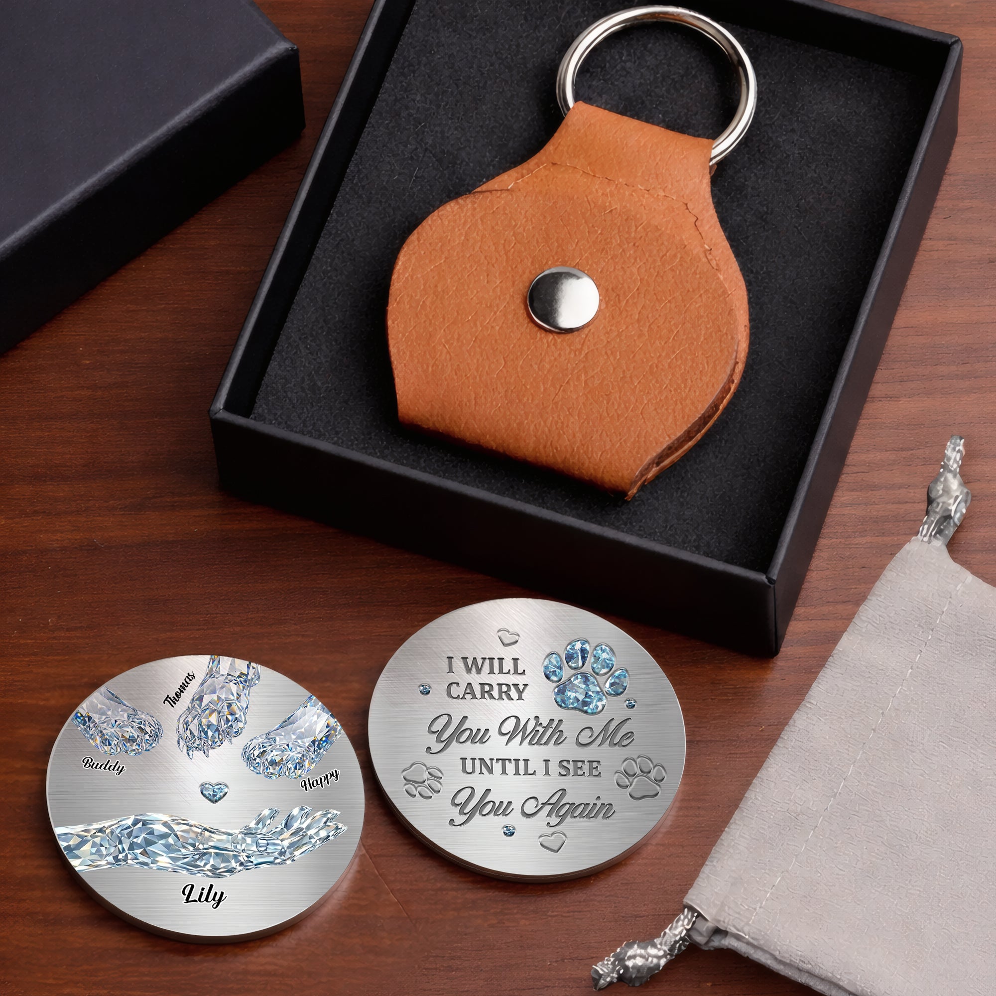 Gift for Dog & Cat Moms – Personalized Pocket Hug Token – Pet Memorial Keepsake