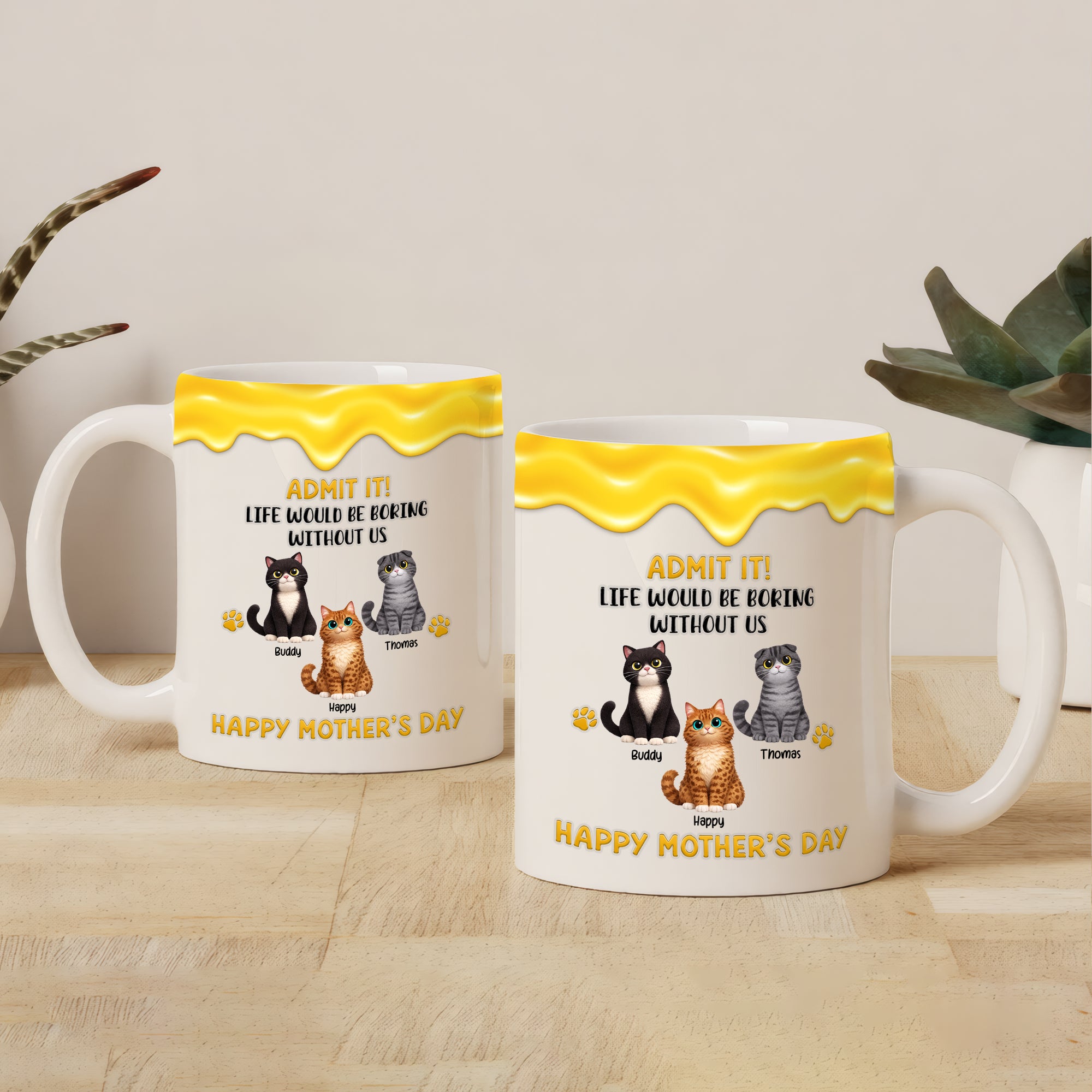 Gift for Cat Mom – Personalized Coffee Mug – Wonderful Moments Custom Design