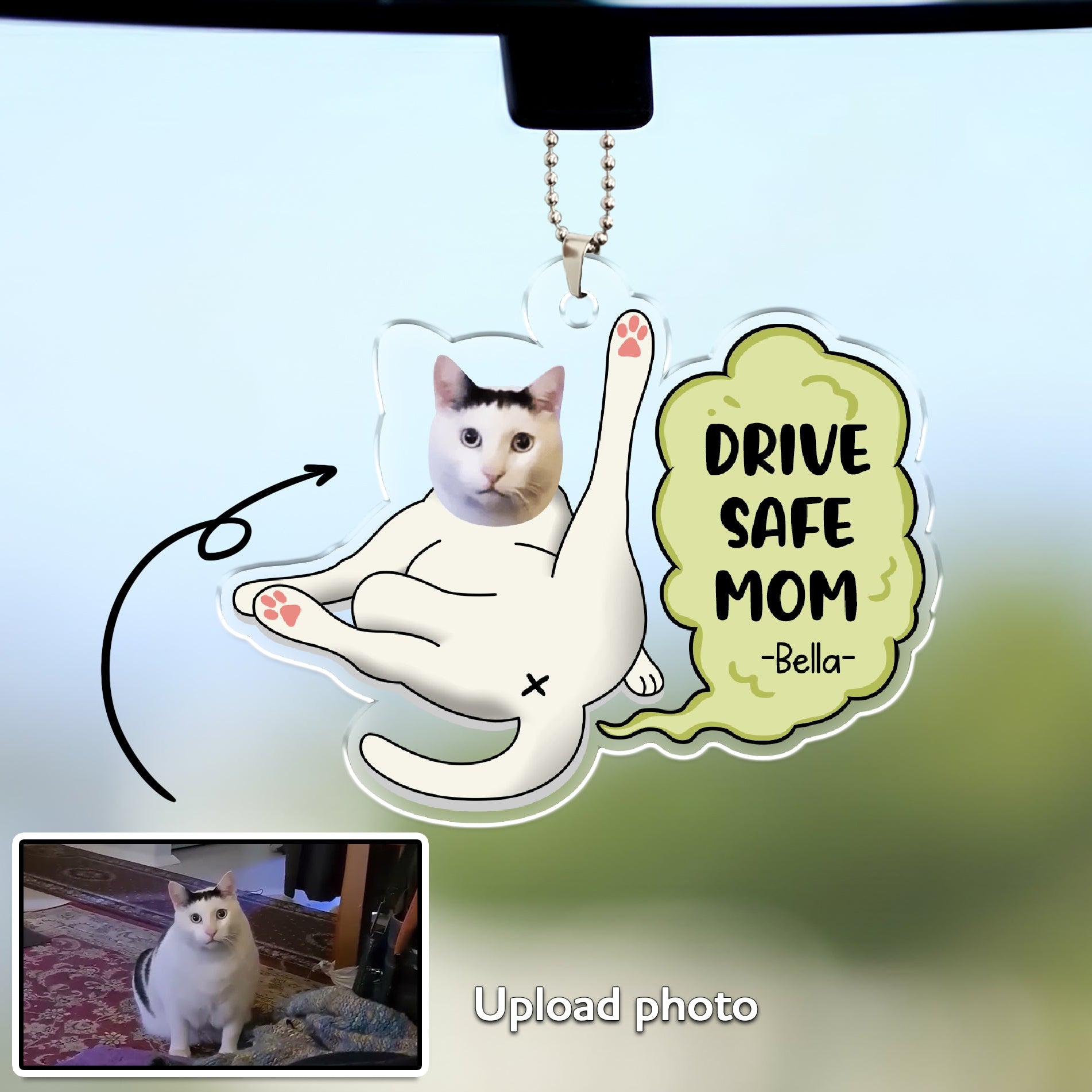 Personalized Car Ornament – Custom Pet Photo Drive Safe Gift for Pet Lovers - Cat Mum