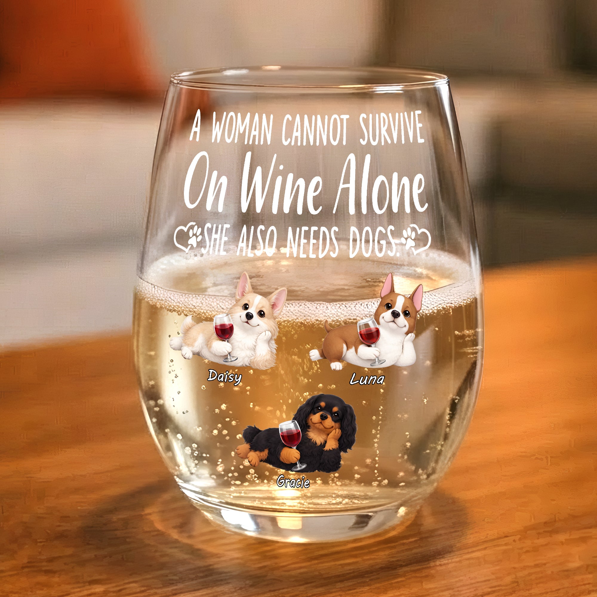 Custom 3D Dog Wine Glass  – Personalized Pet Gift for Dog Mum & Dog Lovers