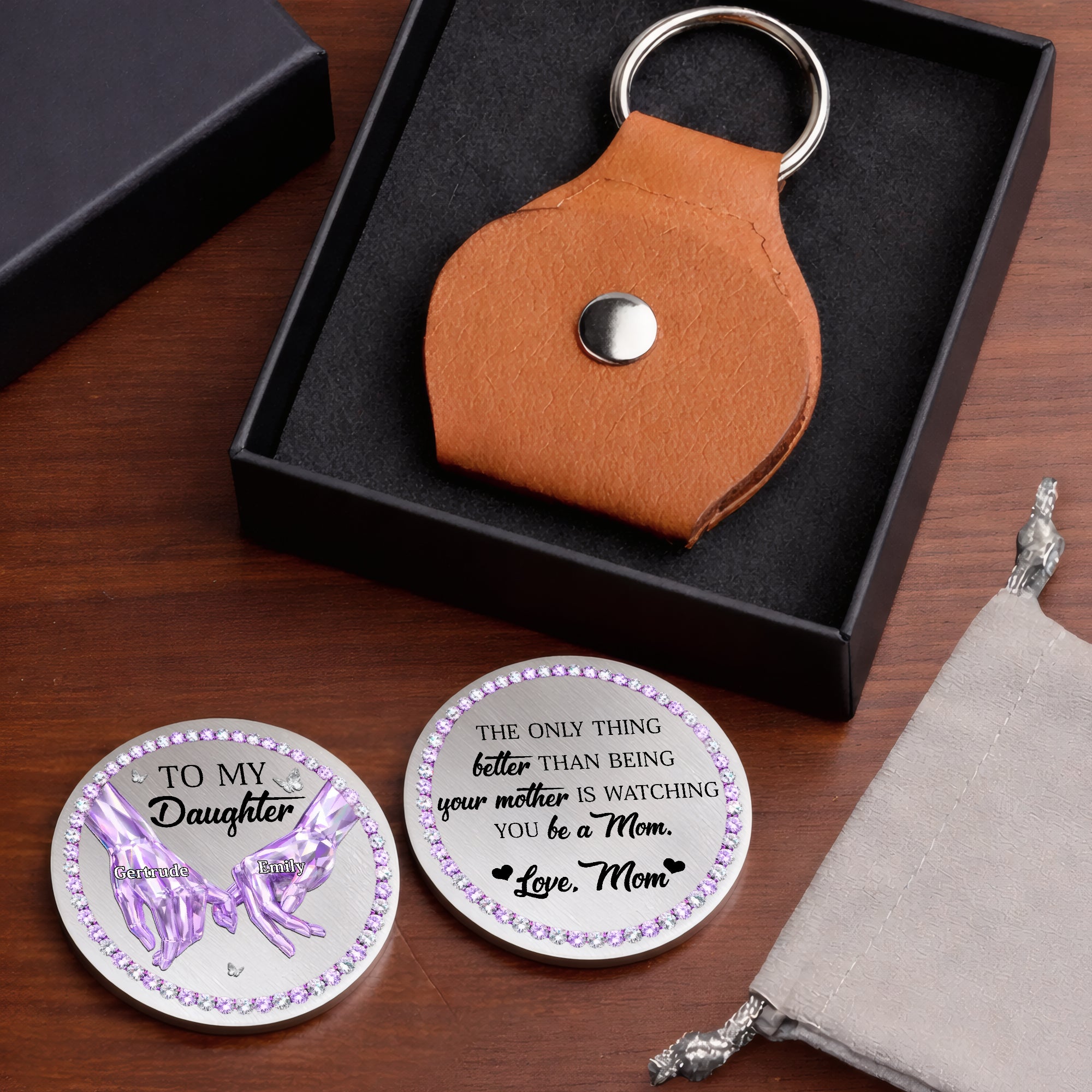 Custom Pocket Hug Token - To My Daughter - New Mom Gift from Mother