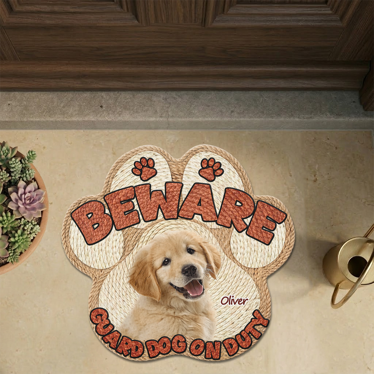 Gift for Dog Lovers – Personalized Dogs Security On Duty Photo Doormat – Custom Welcome Mat