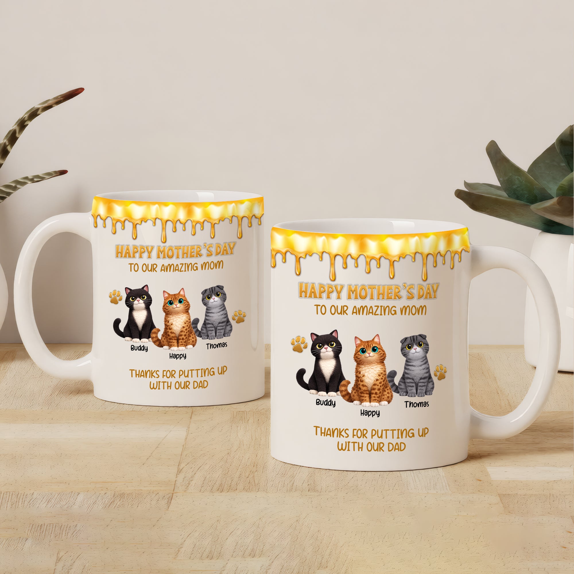 Wonderful Moments with Cat Mom – Personalized 3D Effect Coffee Mug – Custom Gift for Cat Lovers