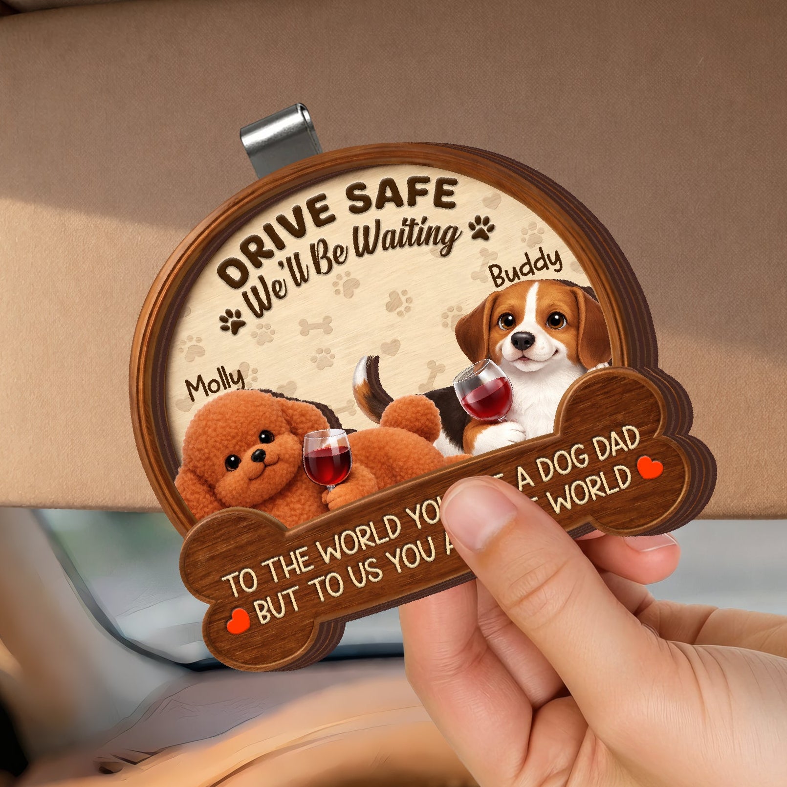 Custom Dog Visor Clip - Personalized 2-Layered Wooden Pet Accessory - Gift for Dog Lovers