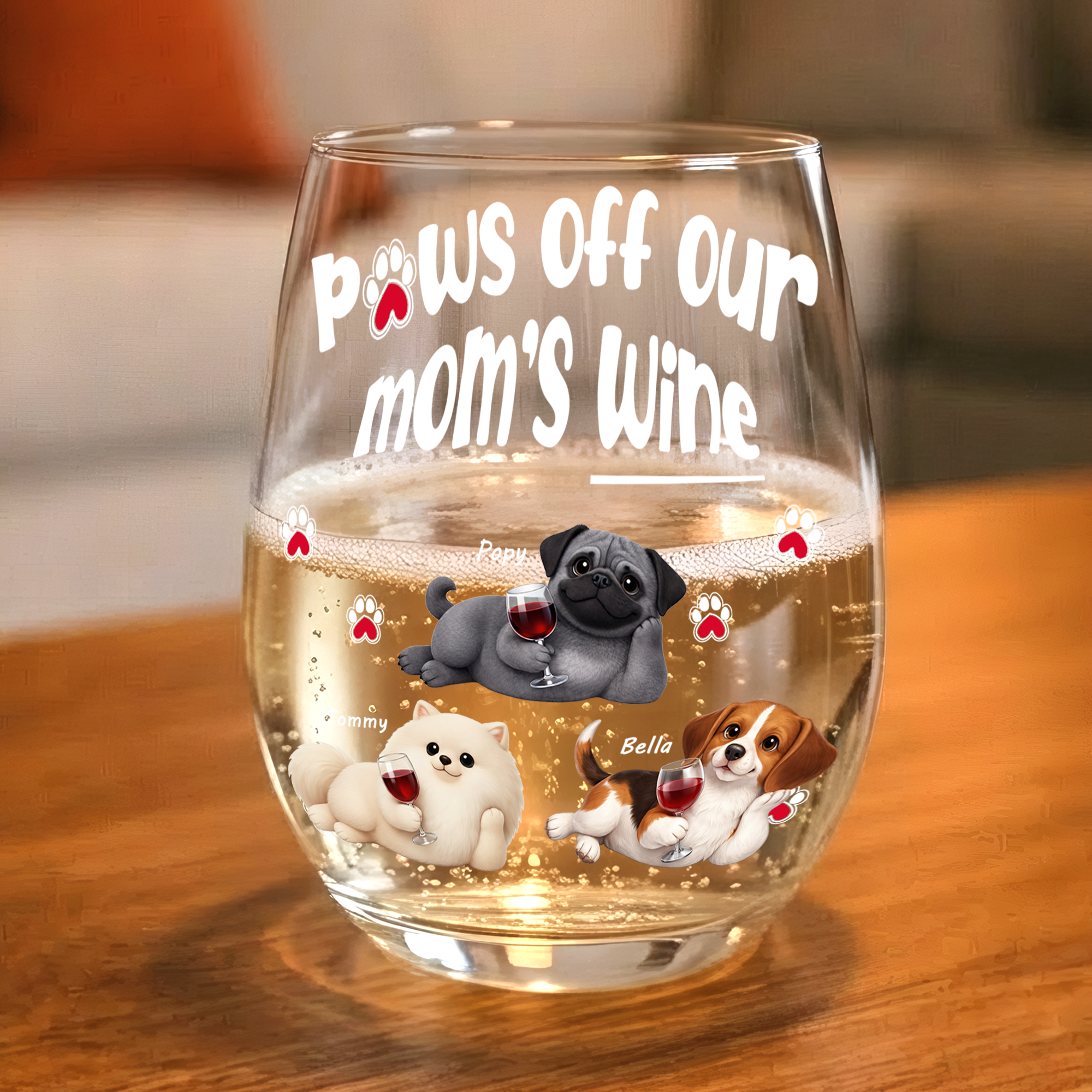 Personalized Pet Wine Glass - Custom Dog Mom Gift - Paw It Off Now