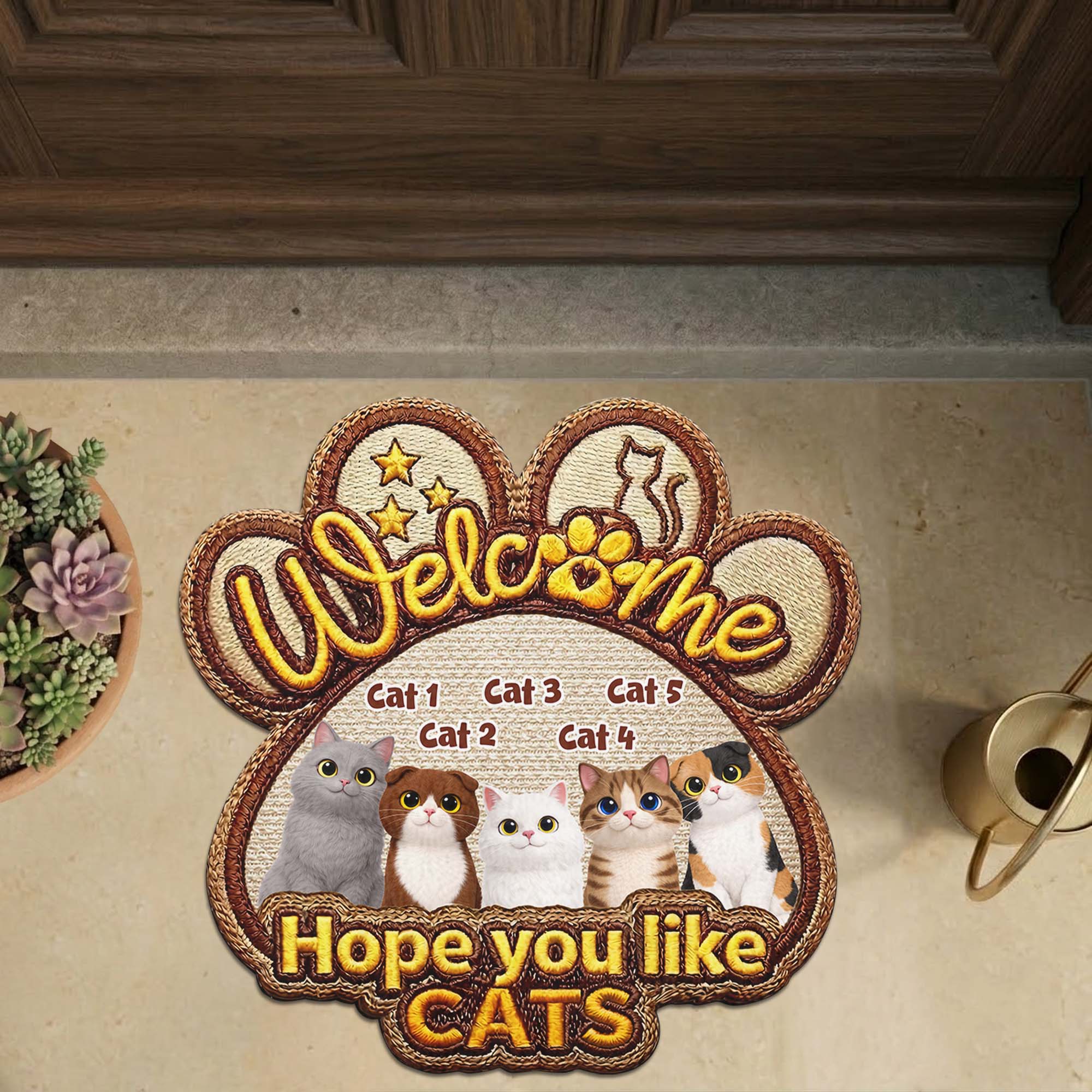 Personalized Cat Doormat – Custom Cats Welcome Mat - Gift for Cat Lovers