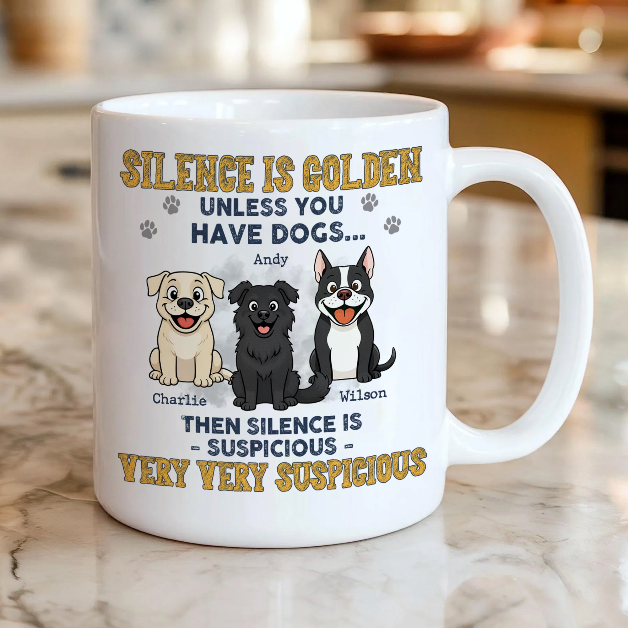 Dog Lover Gift – Personalized 3D Effect Dog Mug “Silence Is Golden Unless You Have Dogs”