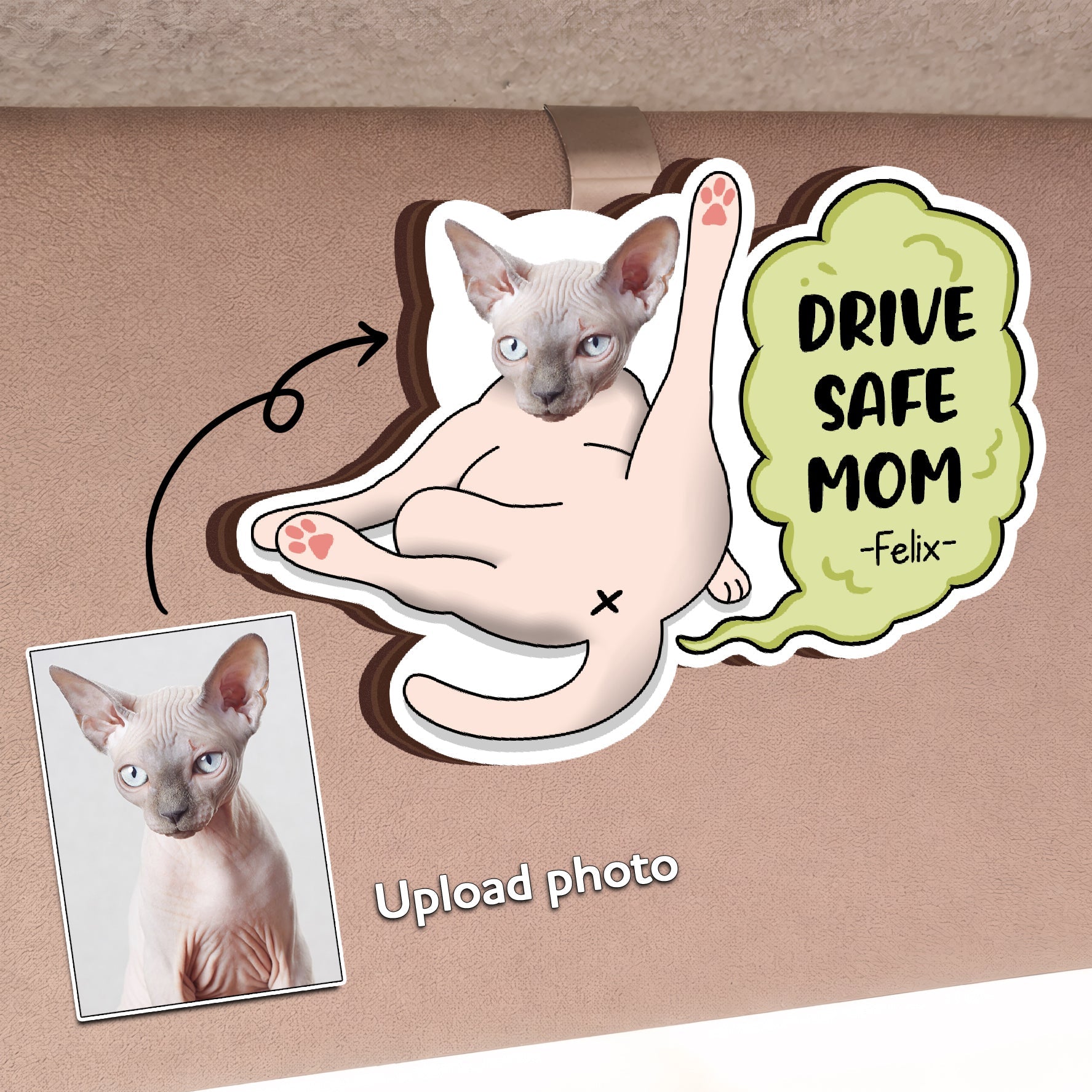 Personalized Car Visor Clip – Custom Pet Photo Drive Safe Gift for Pet Lovers - Cat Mum