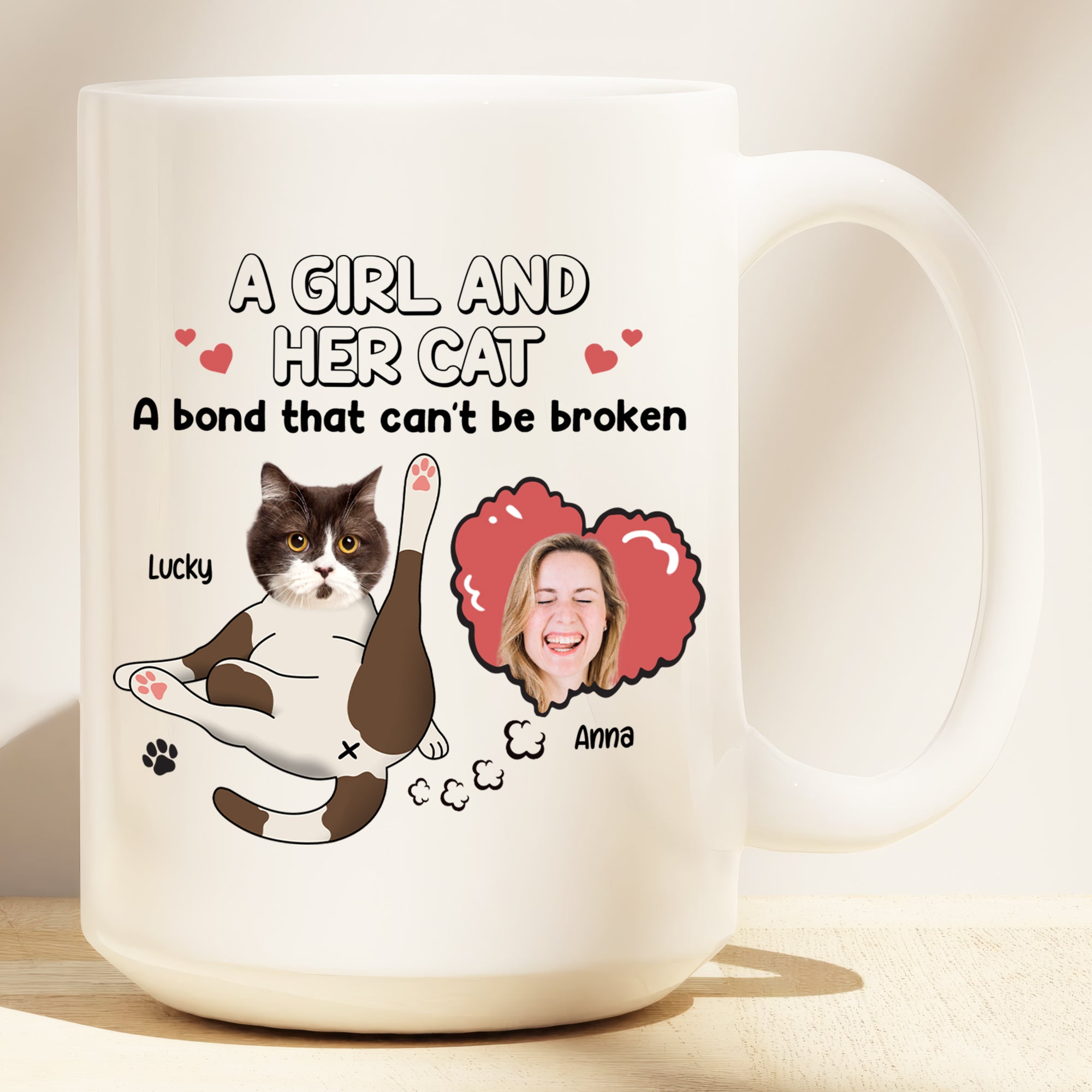 Custom 3D Effect Coffee Mug Gift for Cat Lovers  – Personalized Cat Mom Mug