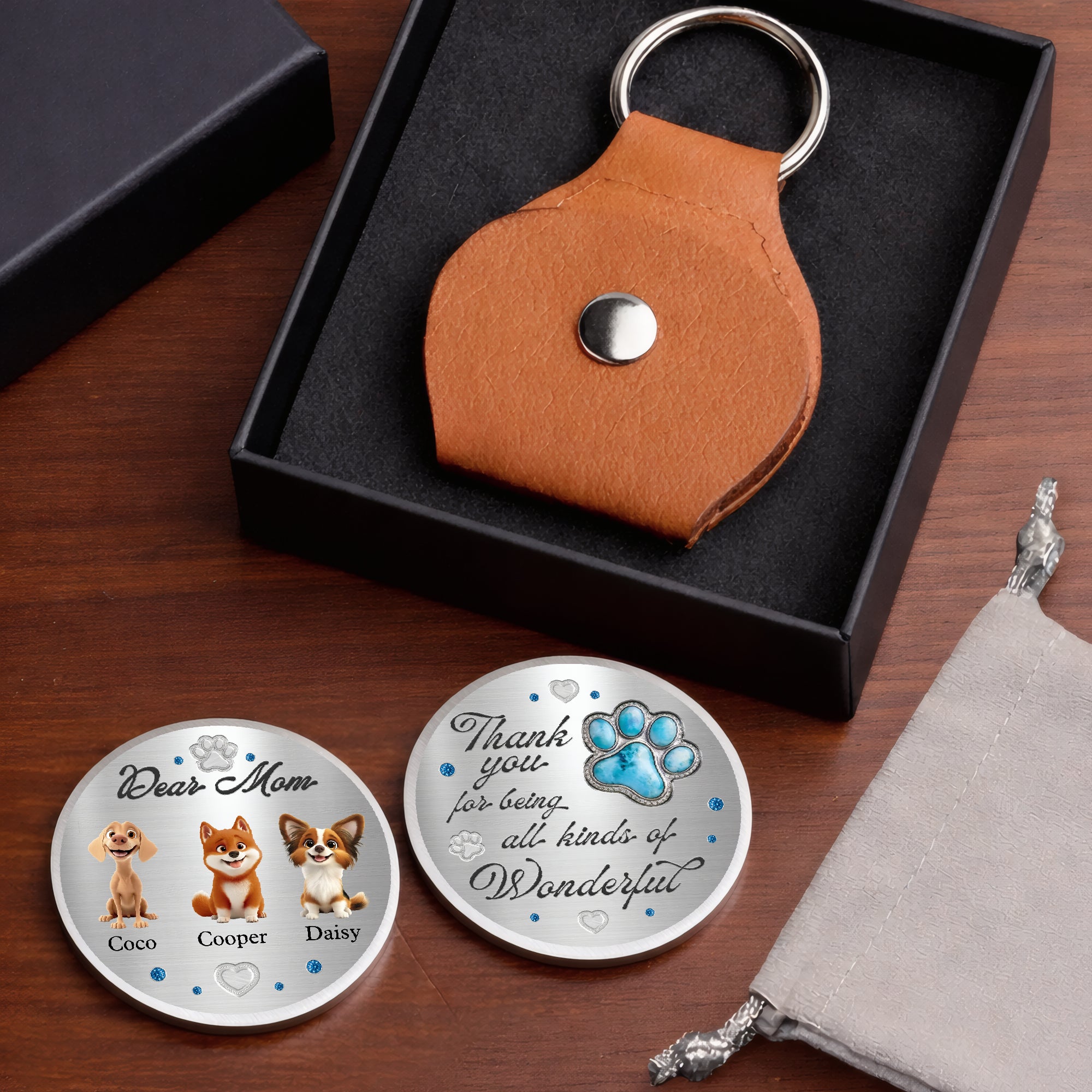 Gift for Dog Lovers – Custom Pocket Hug Token – “Dear Mom” Personalized Pet Keepsake