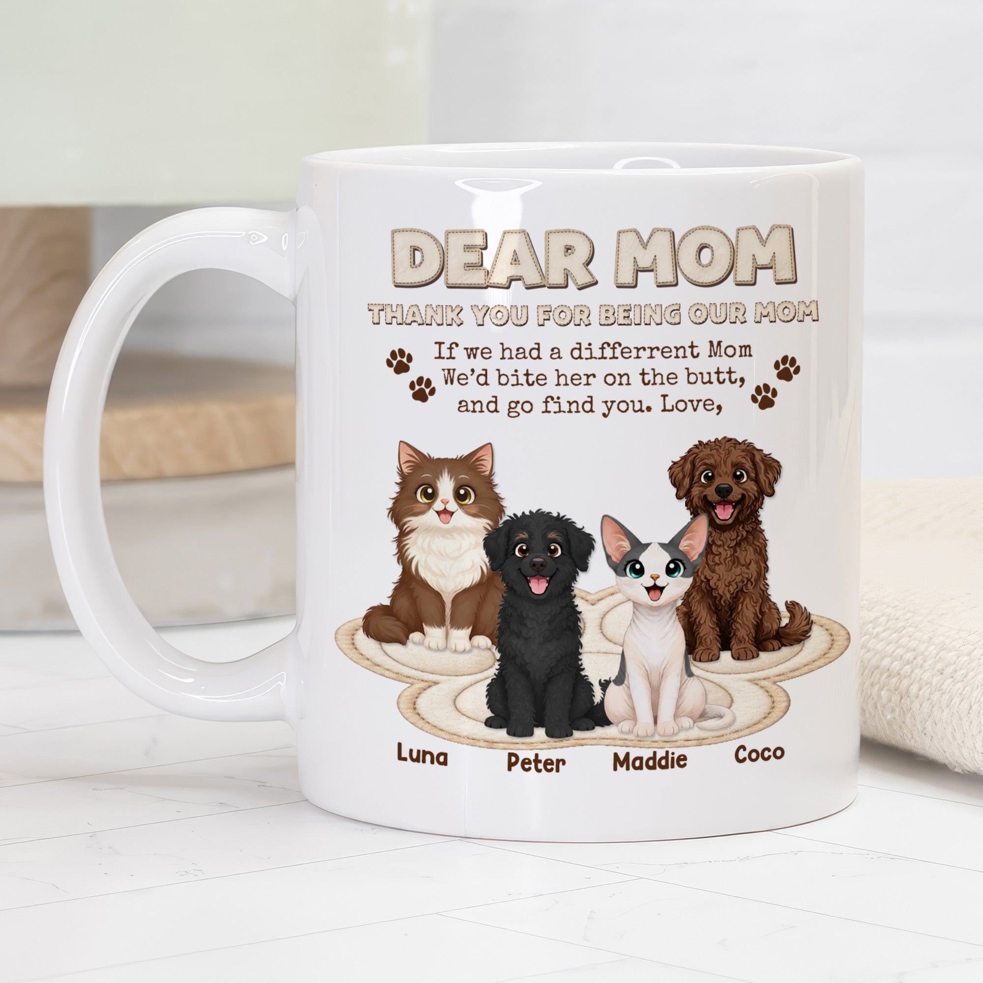 Dear Mom From Your Pets – Personalized Dog and Cat Mug