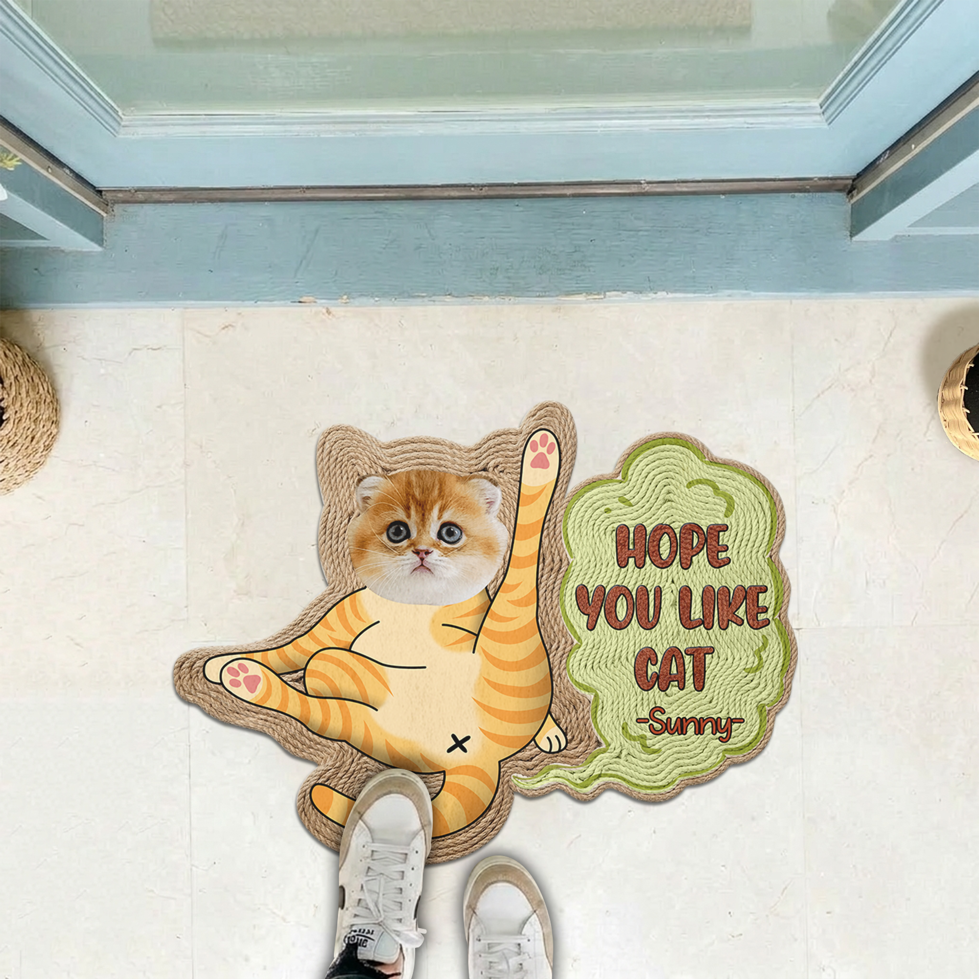 Gift for Cat Lovers – Custom Cats On Guard Photo Doormat – Unique Welcome Mat