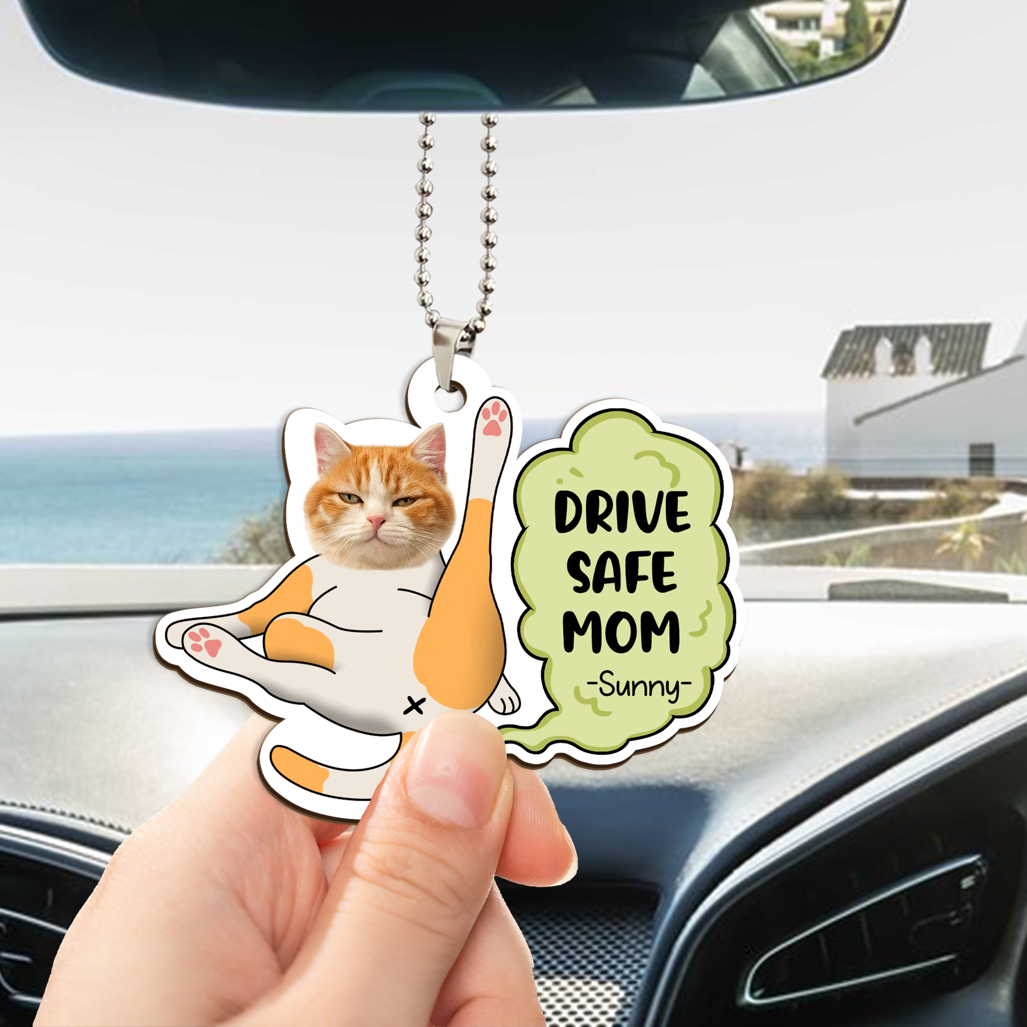 Personalized Car Ornament – Custom Pet Photo Drive Safe Gift for Pet Lovers - Cat Mum