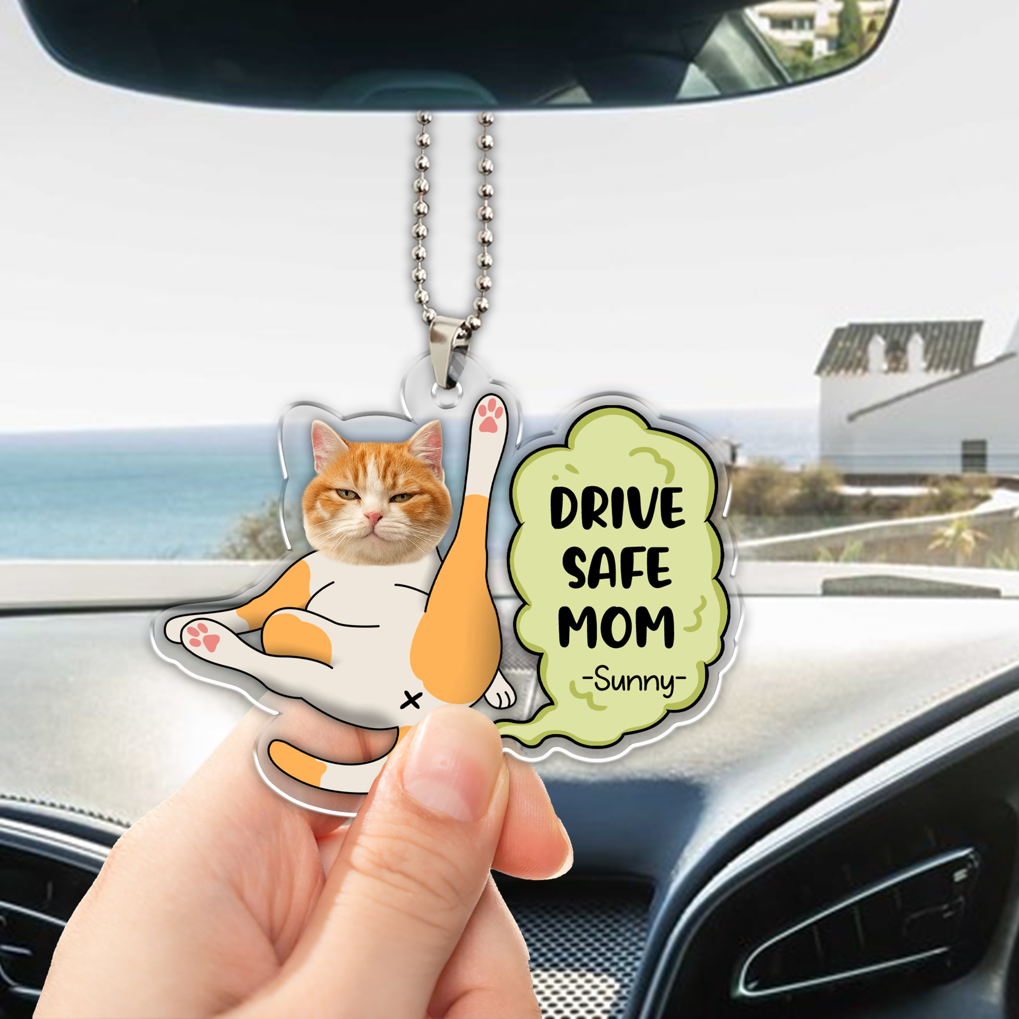 Personalized Car Ornament – Custom Pet Photo Drive Safe Gift for Pet Lovers - Cat Mum