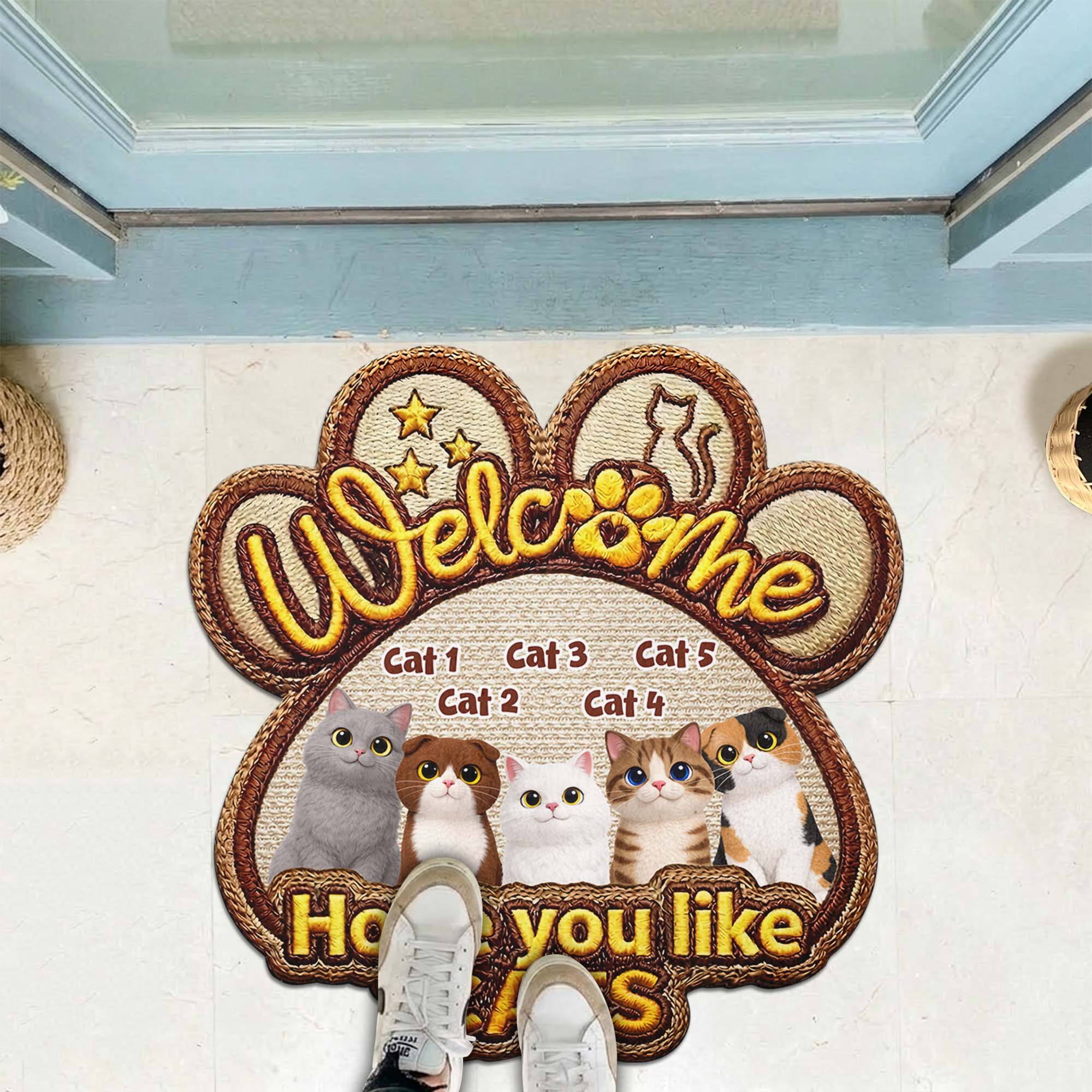 Personalized Cat Doormat – Custom Cats Welcome Mat - Gift for Cat Lovers