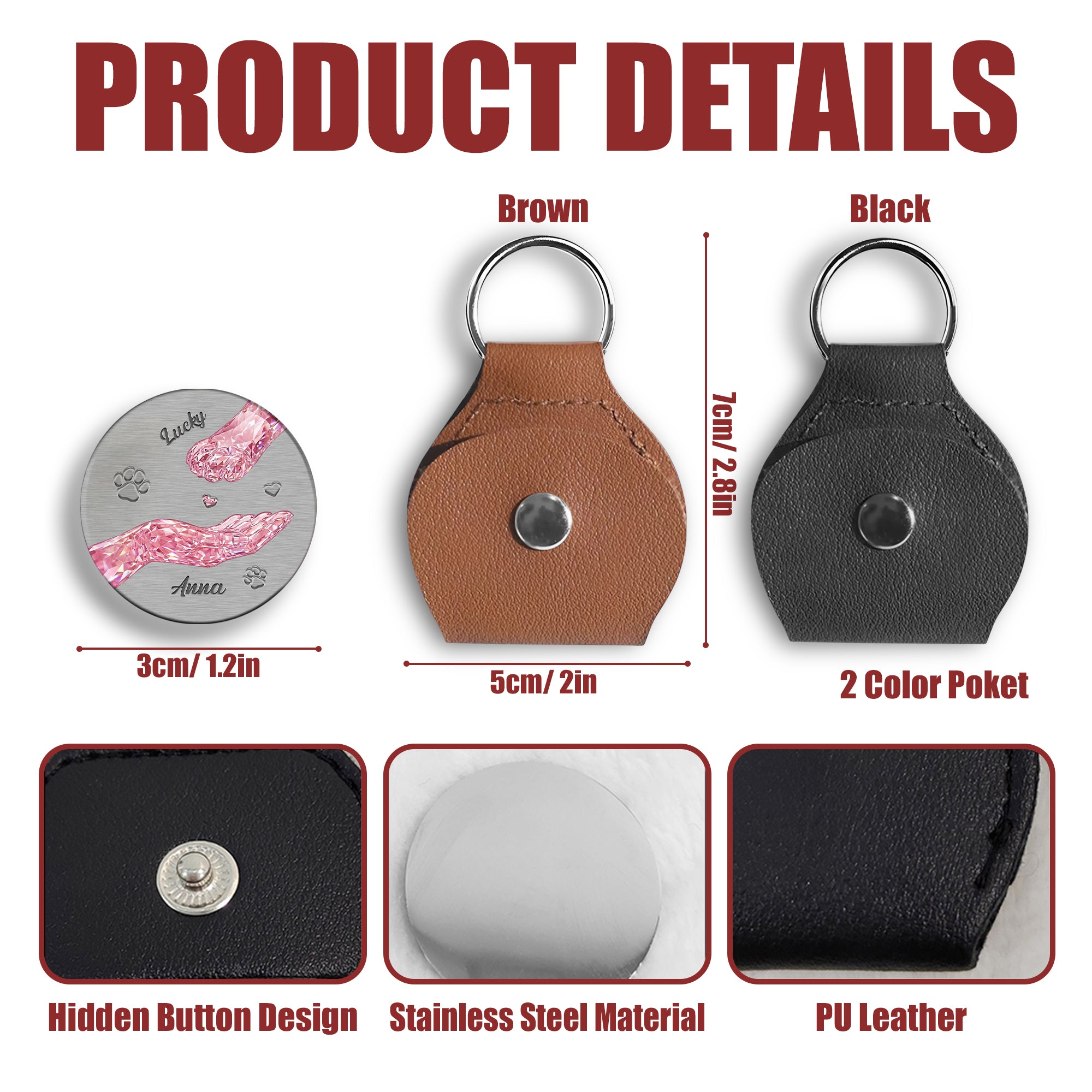 Dog & Cat Mom Gift - Personalized Pocket Hug Token - Pet Memorial Keychain