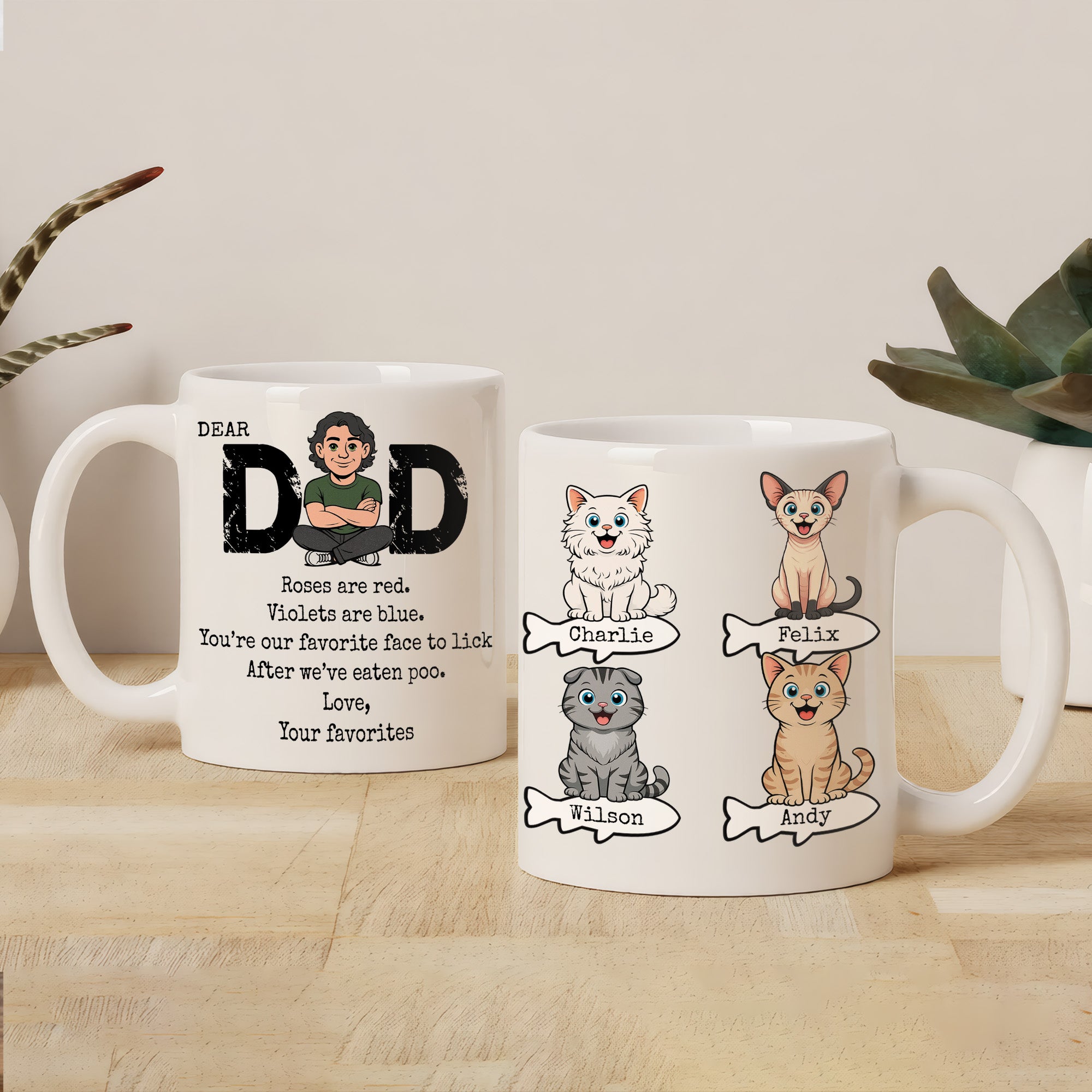 Cat Dad Gift – Personalized Custom 3D Coffee Mug for Him