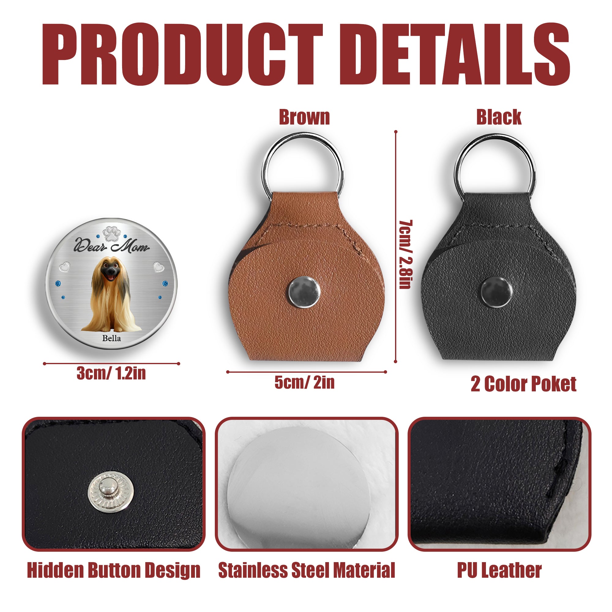 Gift for Dog Lovers – Custom Pocket Hug Token – “Dear Mom” Personalized Pet Keepsake