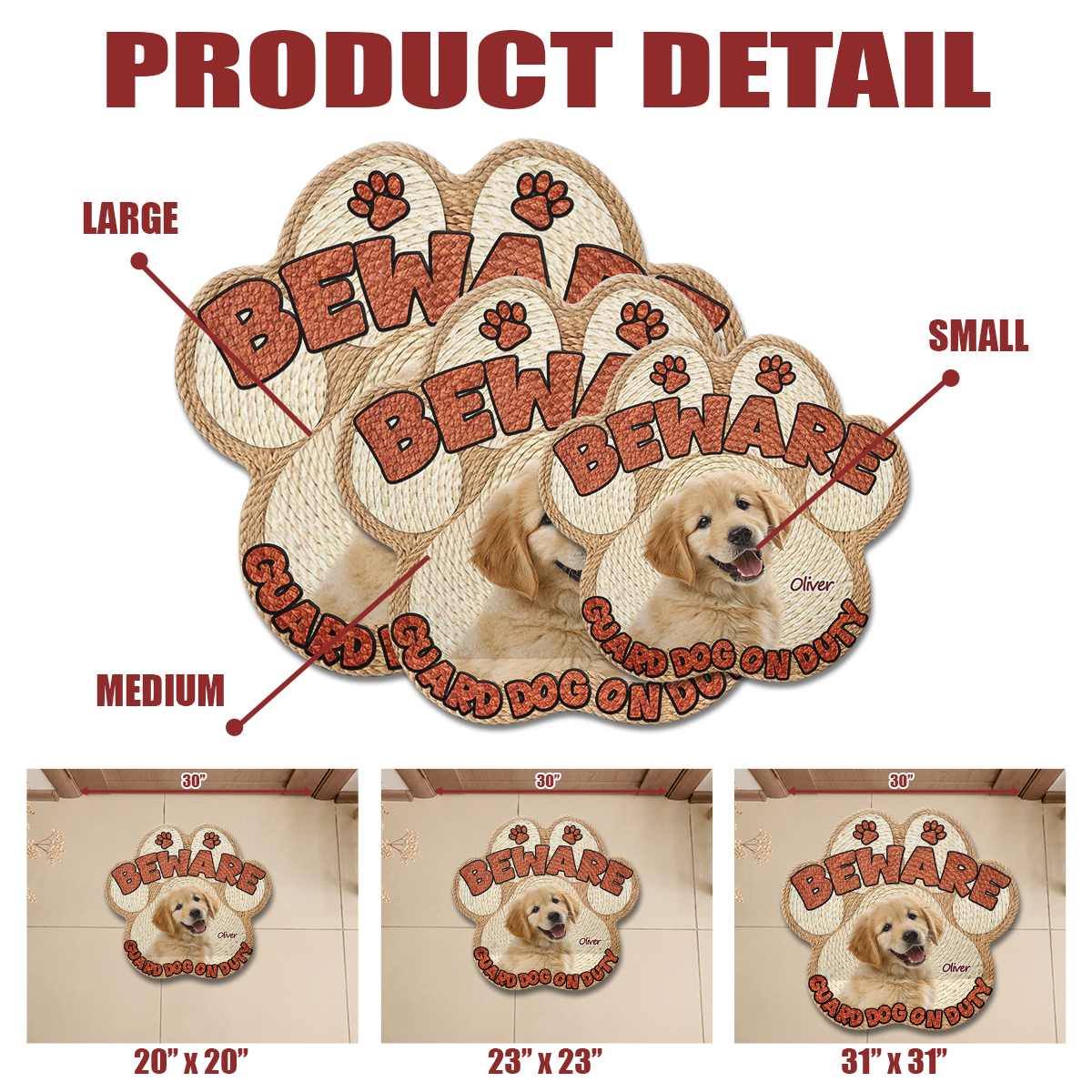 Gift for Dog Lovers – Personalized Dogs Security On Duty Photo Doormat – Custom Welcome Mat