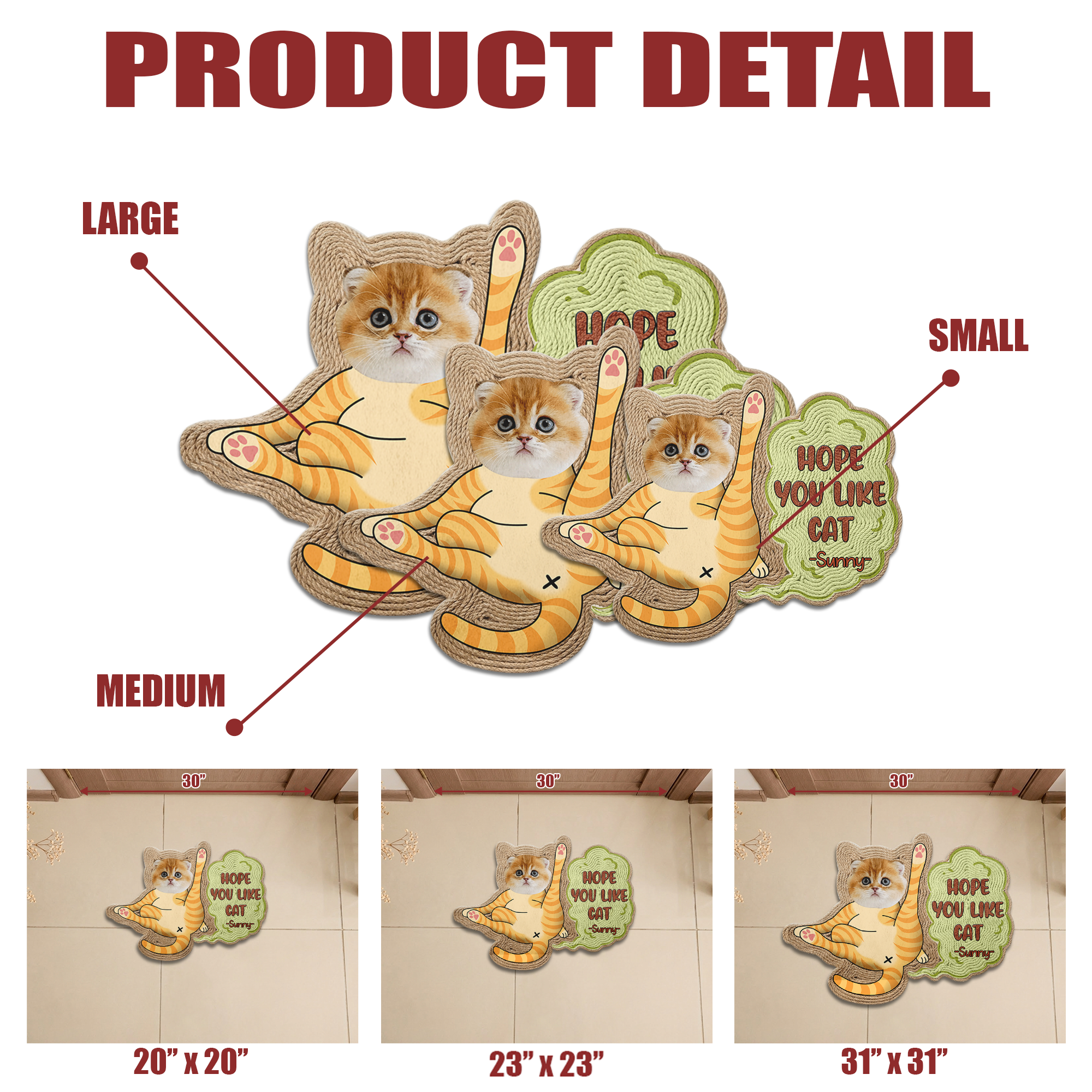 Gift for Cat Lovers – Custom Cats On Guard Photo Doormat – Unique Welcome Mat