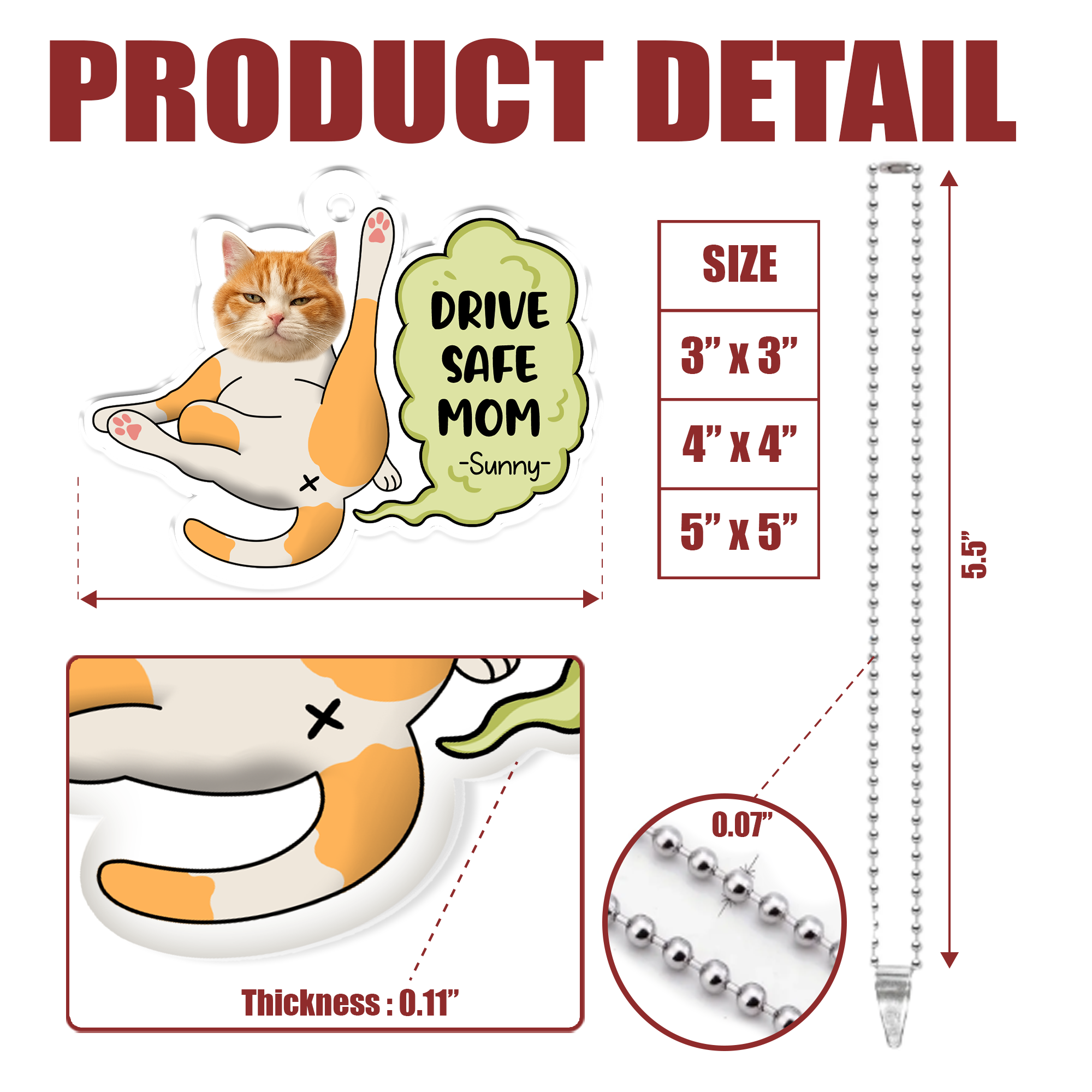 Personalized Car Ornament – Custom Pet Photo Drive Safe Gift for Pet Lovers - Cat Mum