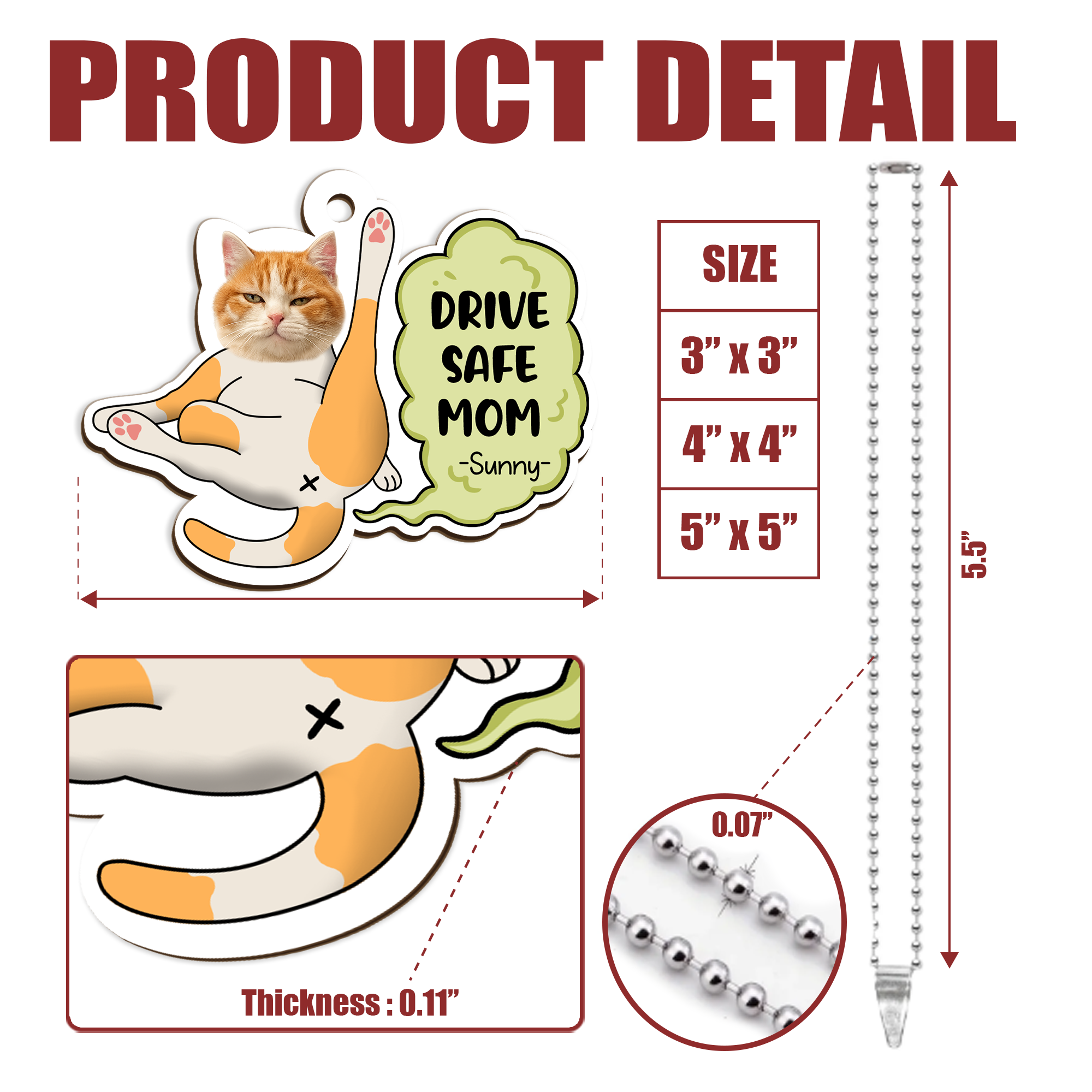 Personalized Car Ornament – Custom Pet Photo Drive Safe Gift for Pet Lovers - Cat Mum