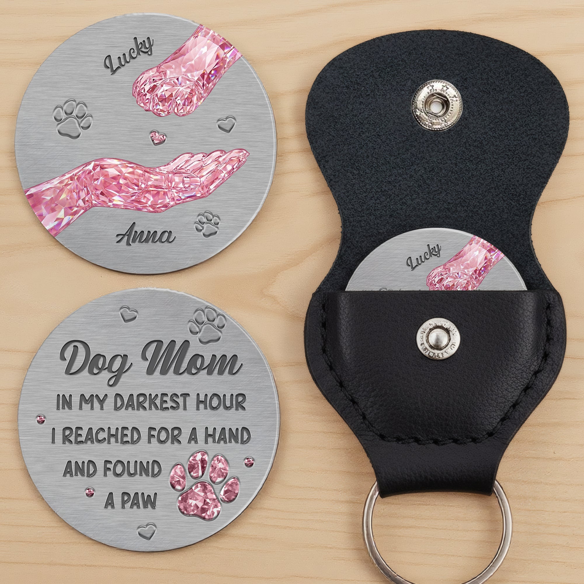 Dog & Cat Mom Gift - Personalized Pocket Hug Token - Pet Memorial Keychain