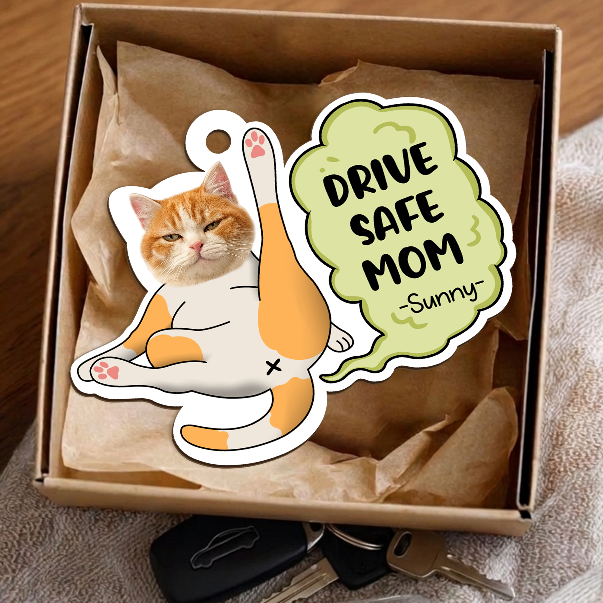 Personalized Car Ornament – Custom Pet Photo Drive Safe Gift for Pet Lovers - Cat Mum