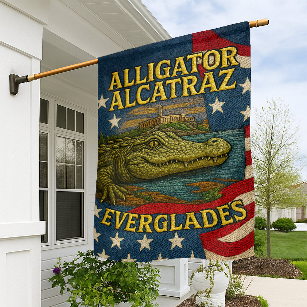 Alligator Alcatraz Everglades Flag - Vintage USA Wildlife Souvenir-W140725-4-mk1