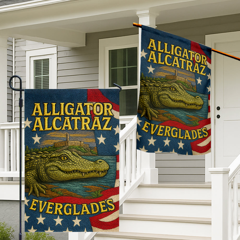 Alligator Alcatraz Everglades Flag - Vintage USA Wildlife Souvenir-W140725-4-mk2
