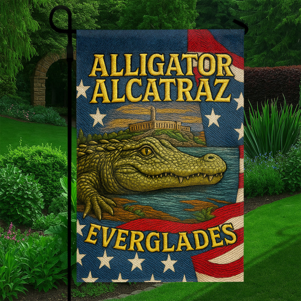 Alligator Alcatraz Everglades Flag - Vintage USA Wildlife Souvenir-W140725-4-mk5