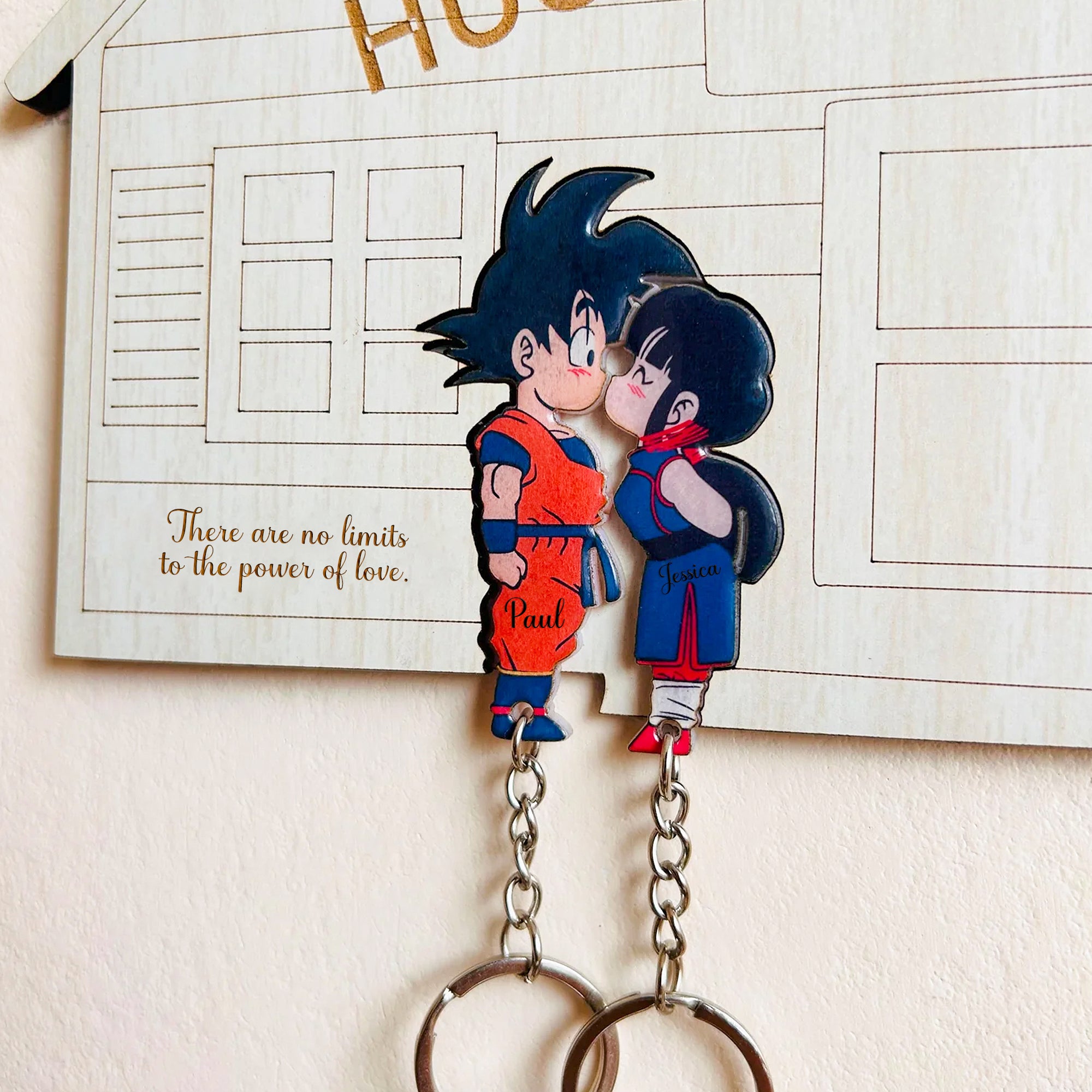 Anime Couple Key Hanger & Keychain Set - Personalized Wall Mounted Holder for Couples-CVK280725P08-mk1