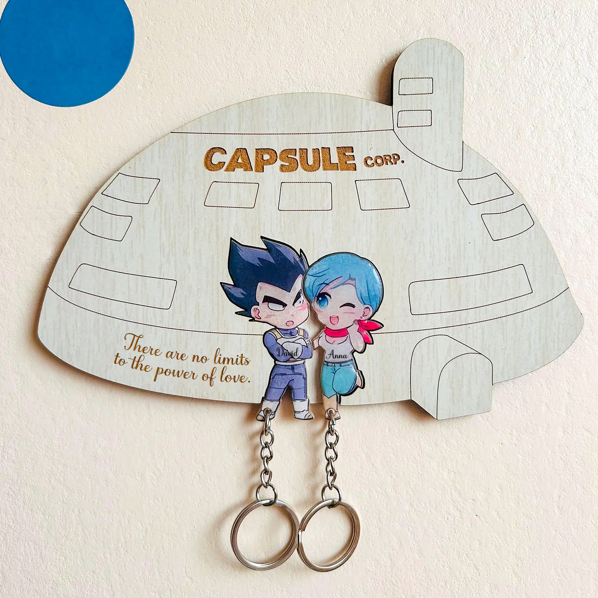 Anime Couple Key Hanger & Keychain Set - Personalized Wall Mounted Holder for Couples-CVK280725P08-mk4