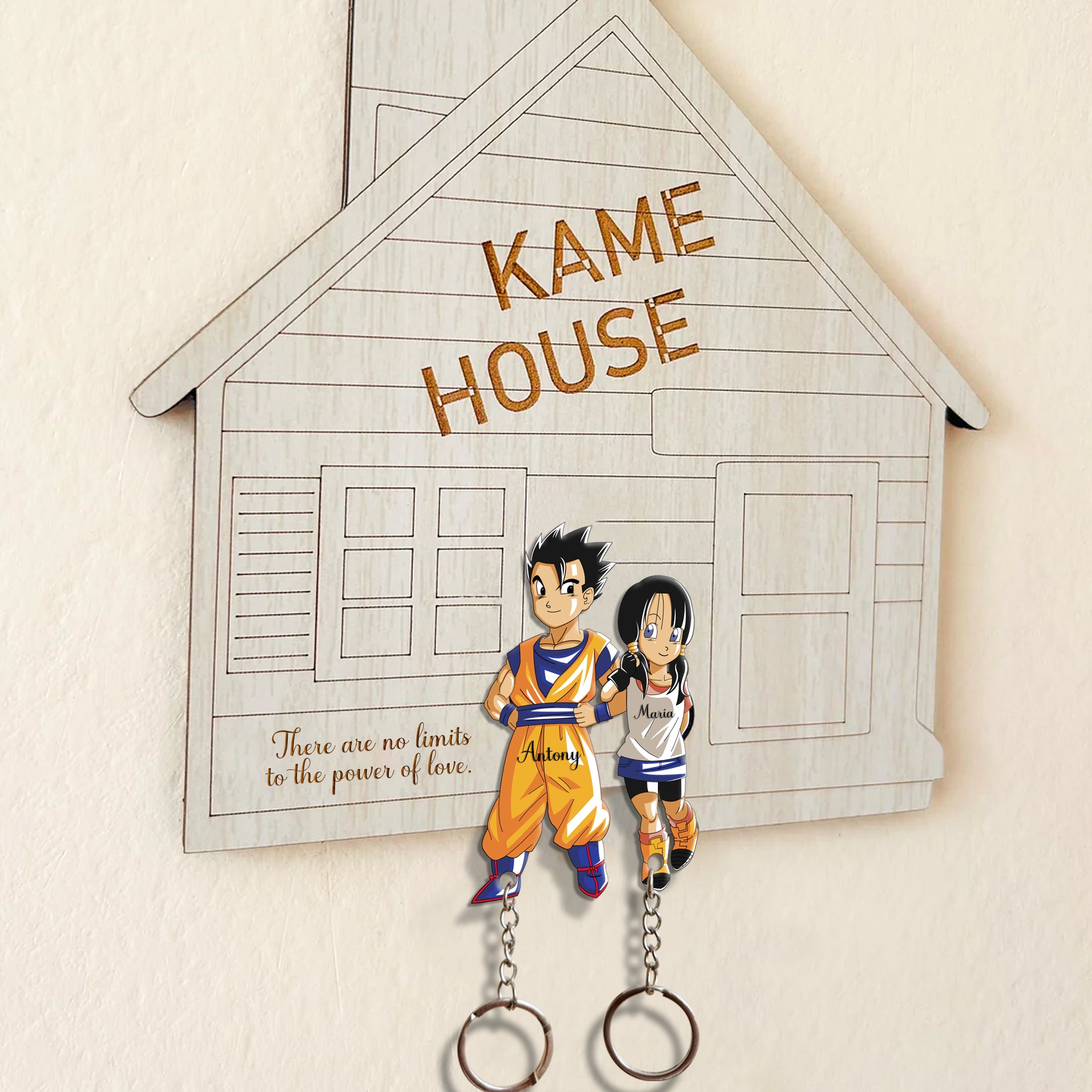 Anime Couple Key Hanger & Keychain Set - Personalized Wall Mounted Holder for Couples-CVK280725P08-mk5