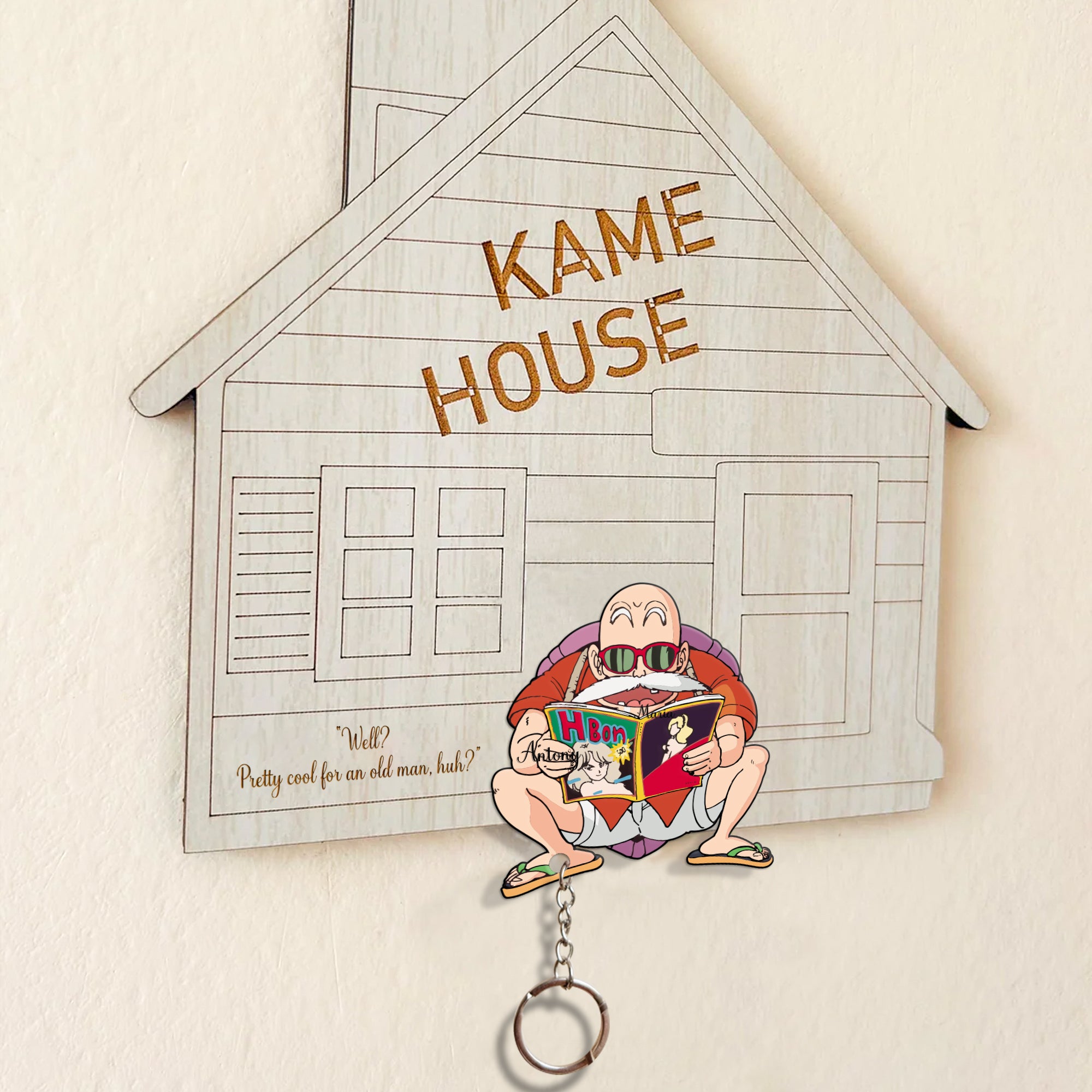 Anime Couple Key Hanger & Keychain Set - Personalized Wall Mounted Holder for Couples-CVK280725P08-mk6