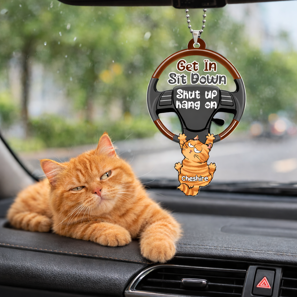 Personalized Cat Car Ornament - Custom Swaying Car Pendant - Funny Gift for Cat Lovers
