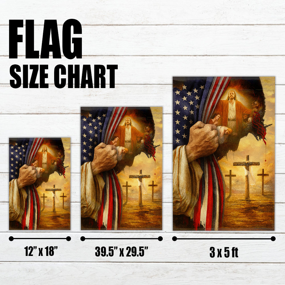 Christian American Flag – Faith and Freedom Tribute with Jesus, Crosses, and Patriotic Imagery-W080725-1-mk4