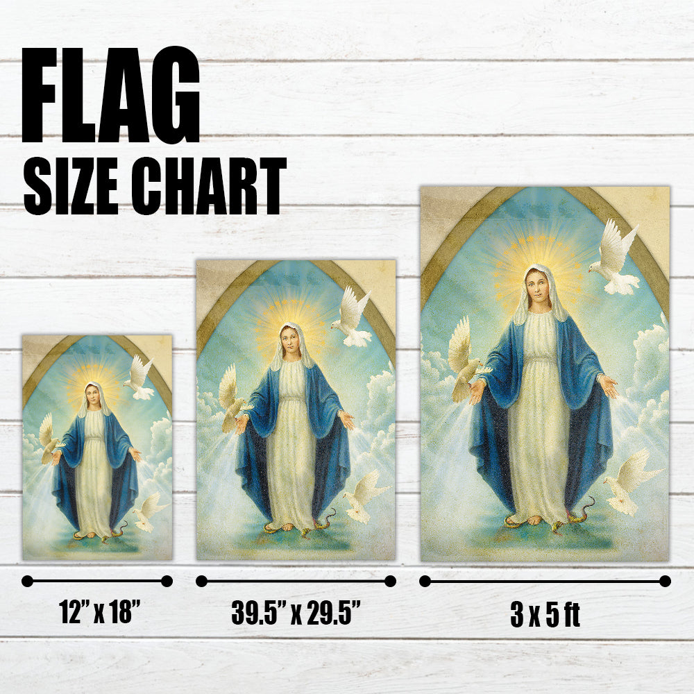 Christian Faith Flag - Virgin Mary with Doves and Halo in Heavenly Scene-W080725-8-mk4