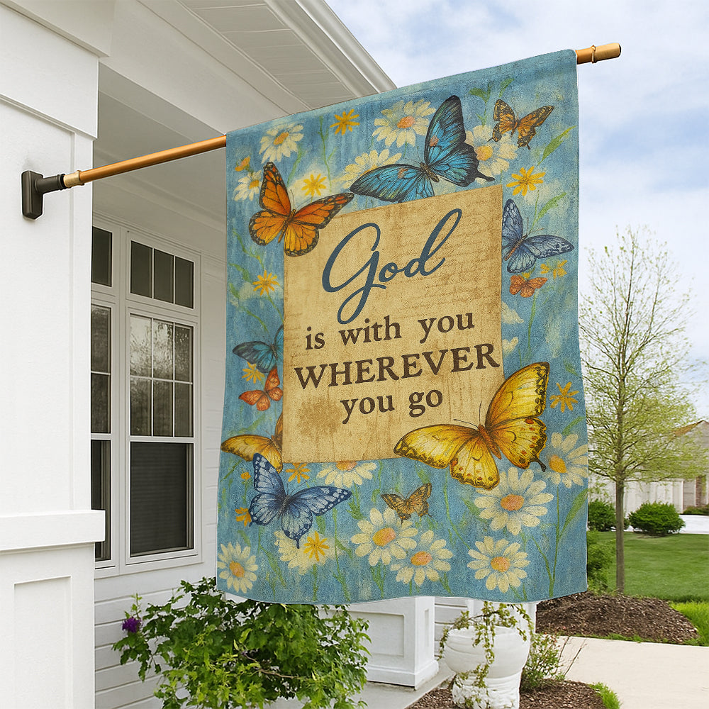 Christian Flag with Bible Verse - God Is With You Wherever You GoW100725-1-mk1