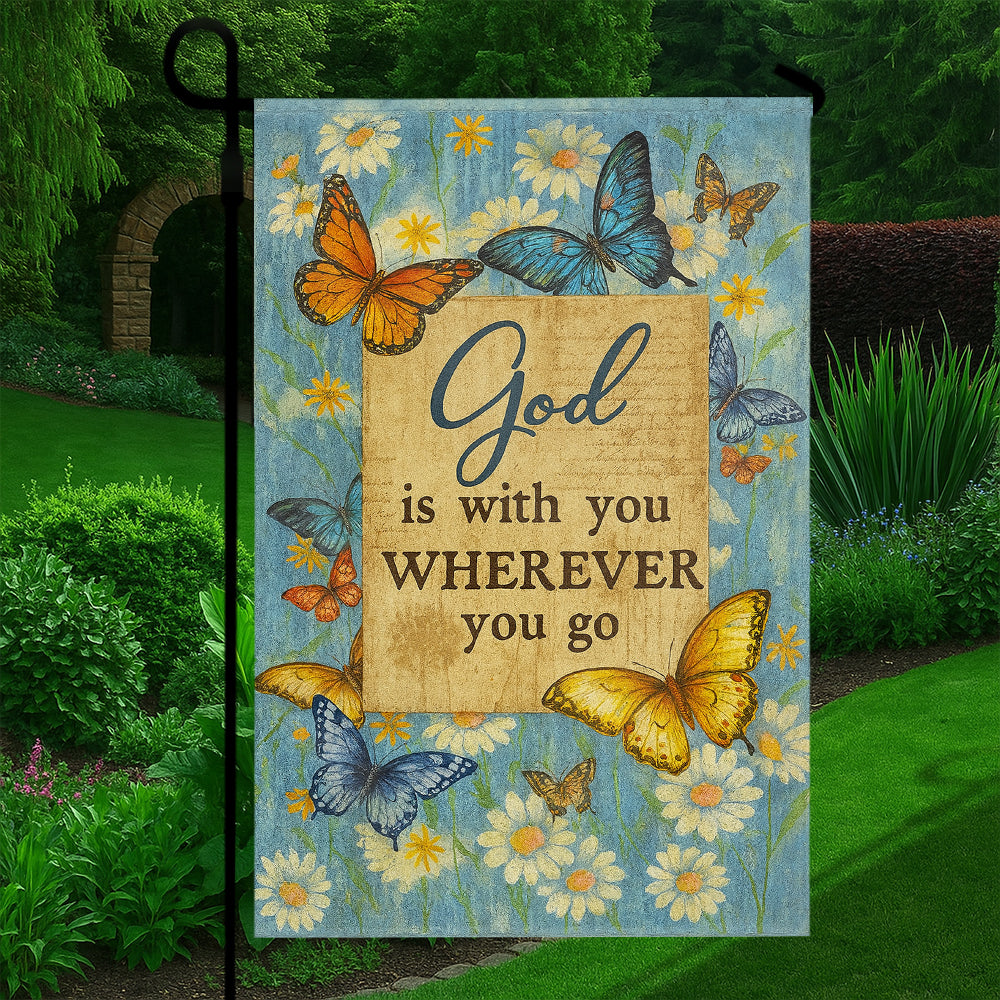 Christian Flag with Bible Verse - God Is With You Wherever You GoW100725-1-mk5