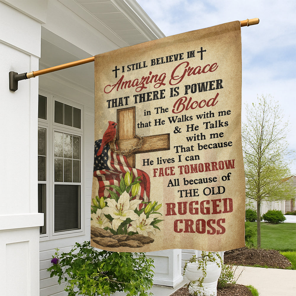 Christian Hymn Flag - Amazing Grace, The Old Rugged Cross, and American Patriotic Faith Banner-W090725-2-mk1