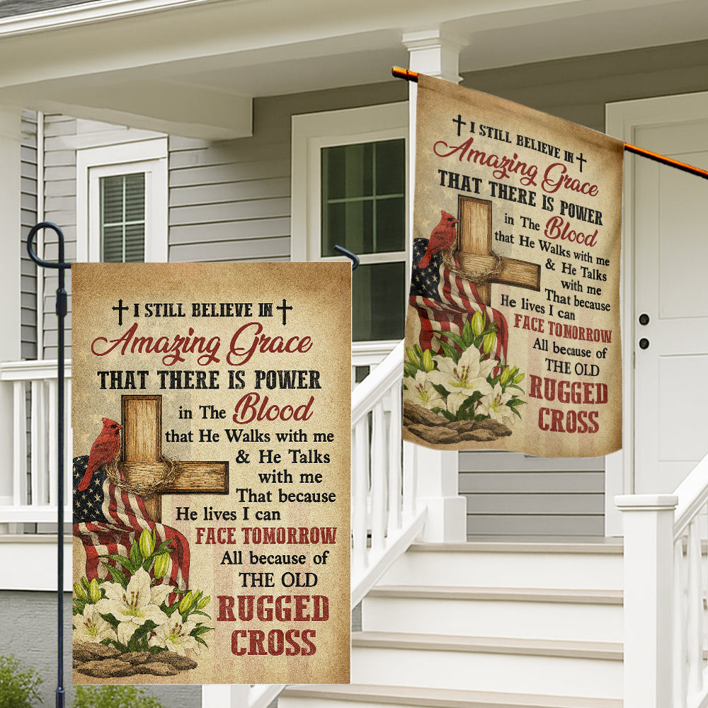 Christian Hymn Flag - Amazing Grace, The Old Rugged Cross, and American Patriotic Faith Banner-W090725-2-mk2