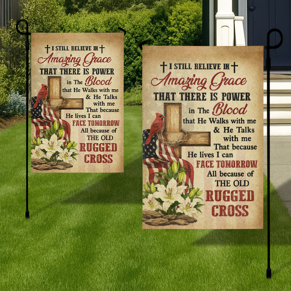Christian Hymn Flag - Amazing Grace, The Old Rugged Cross, and American Patriotic Faith Banner-W090725-2-mk3