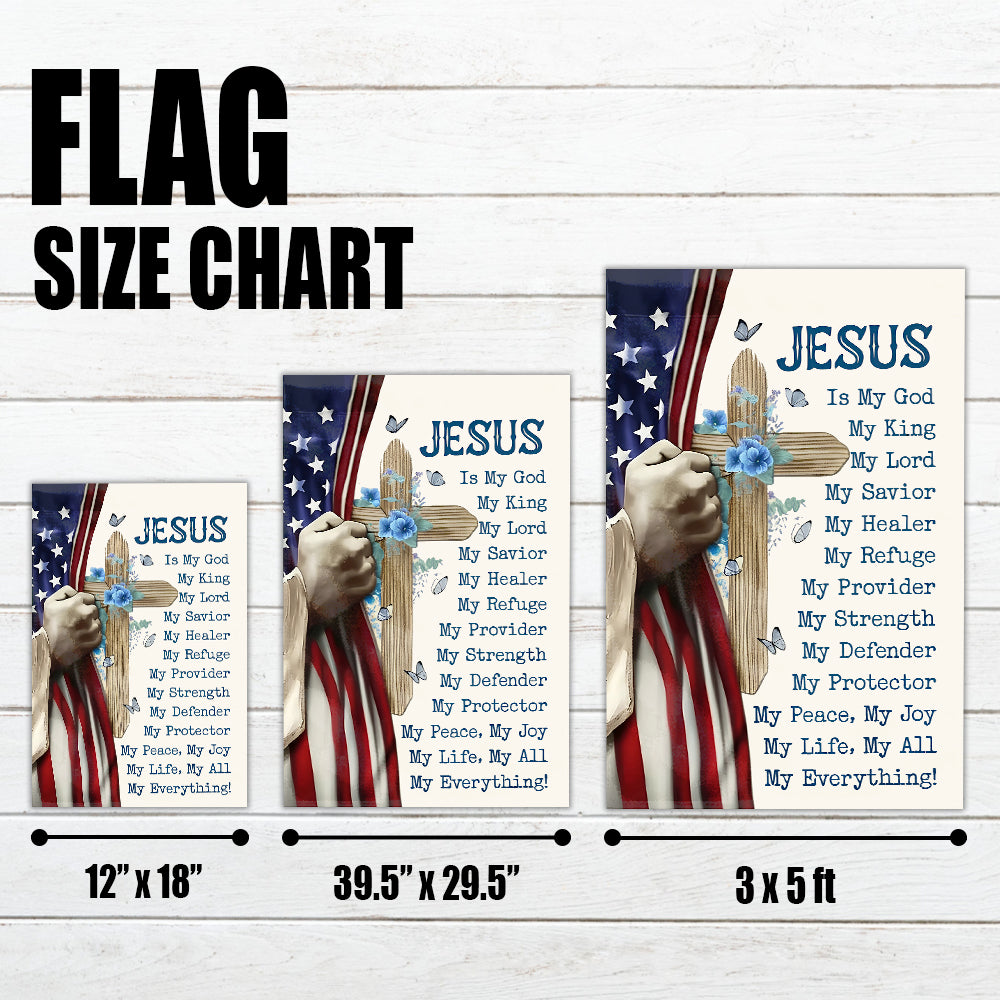 Christian Jesus Flag with American Cross - Inspirational Religious Flag, My Savior, My Strength-W070725-5-mk4