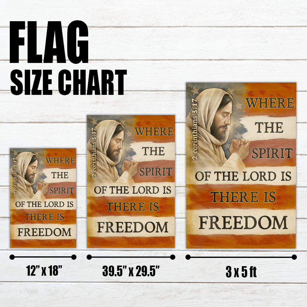 Christian Patriotic Flag - 2 Corinthians 3:17 with Jesus and American Flag Freedom Design-W090725-3-mk4