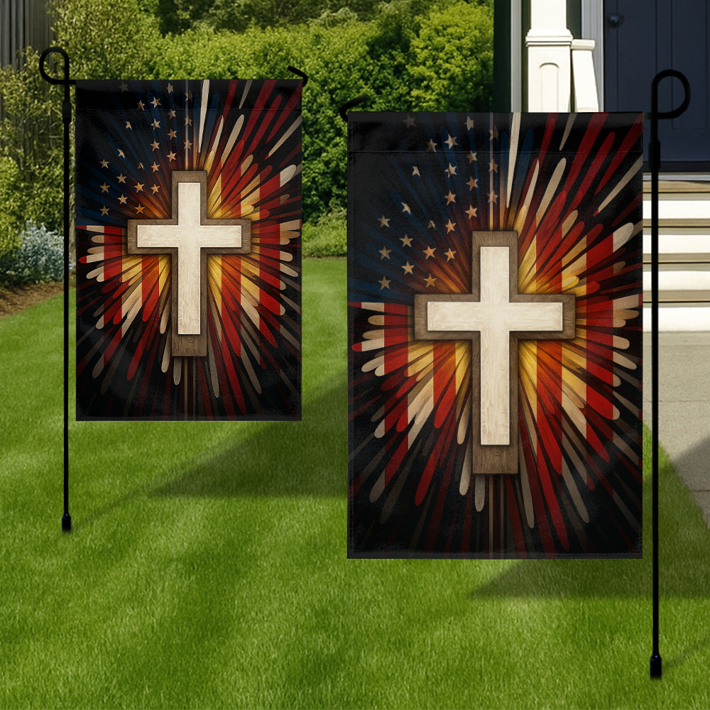 Christian Patriotic Flag - Faith and Freedom Cross with American Flag Background-W080725-9-mk3
