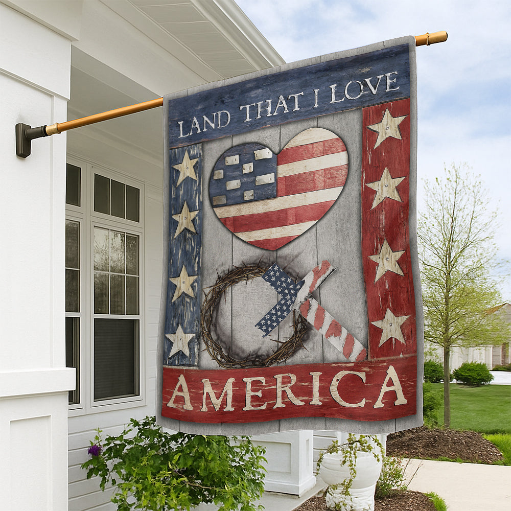 Christian Patriotic Flag - Faith and Freedom, Land That I Love, Crown of Thorns Design-W100725-3-mk1