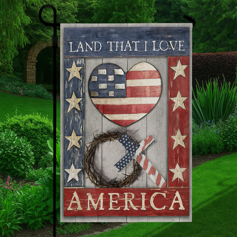 Christian Patriotic Flag - Faith and Freedom, Land That I Love, Crown of Thorns Design-W100725-3-mk5